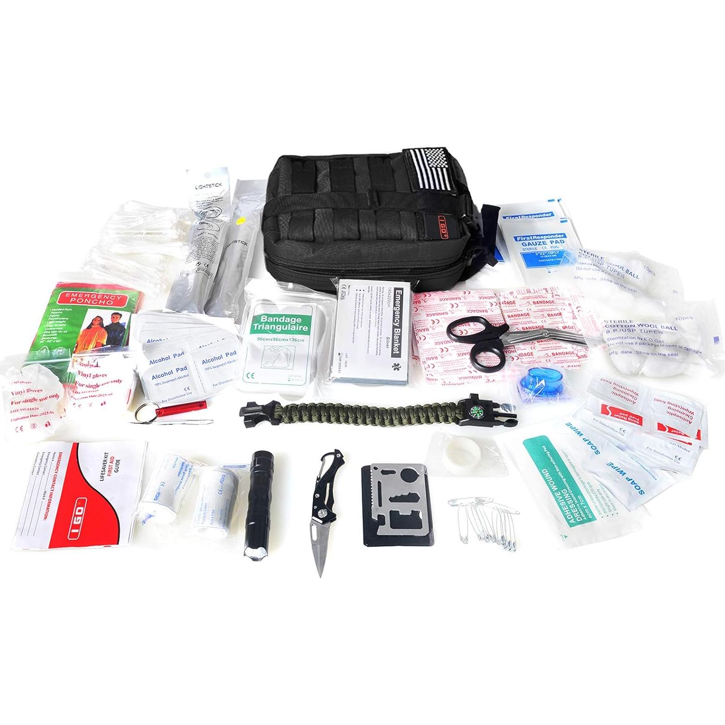 Kit de Primeros Auxilios I GO 251 Piezas Bolsa Táctica Negra