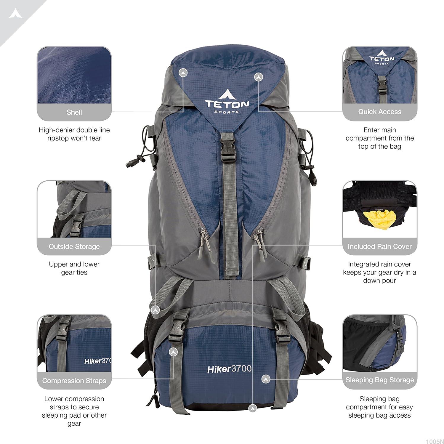 Mochila TETON Sports Hiker 3700 60L ultraligera azul marino