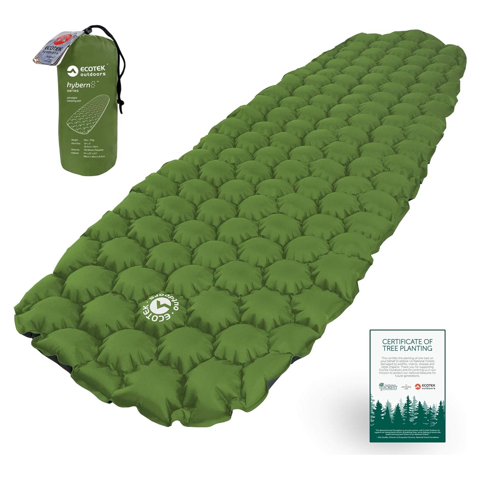 Colchón Inflable Ultraligero ECOTEK Hybern8 Verde Bosque