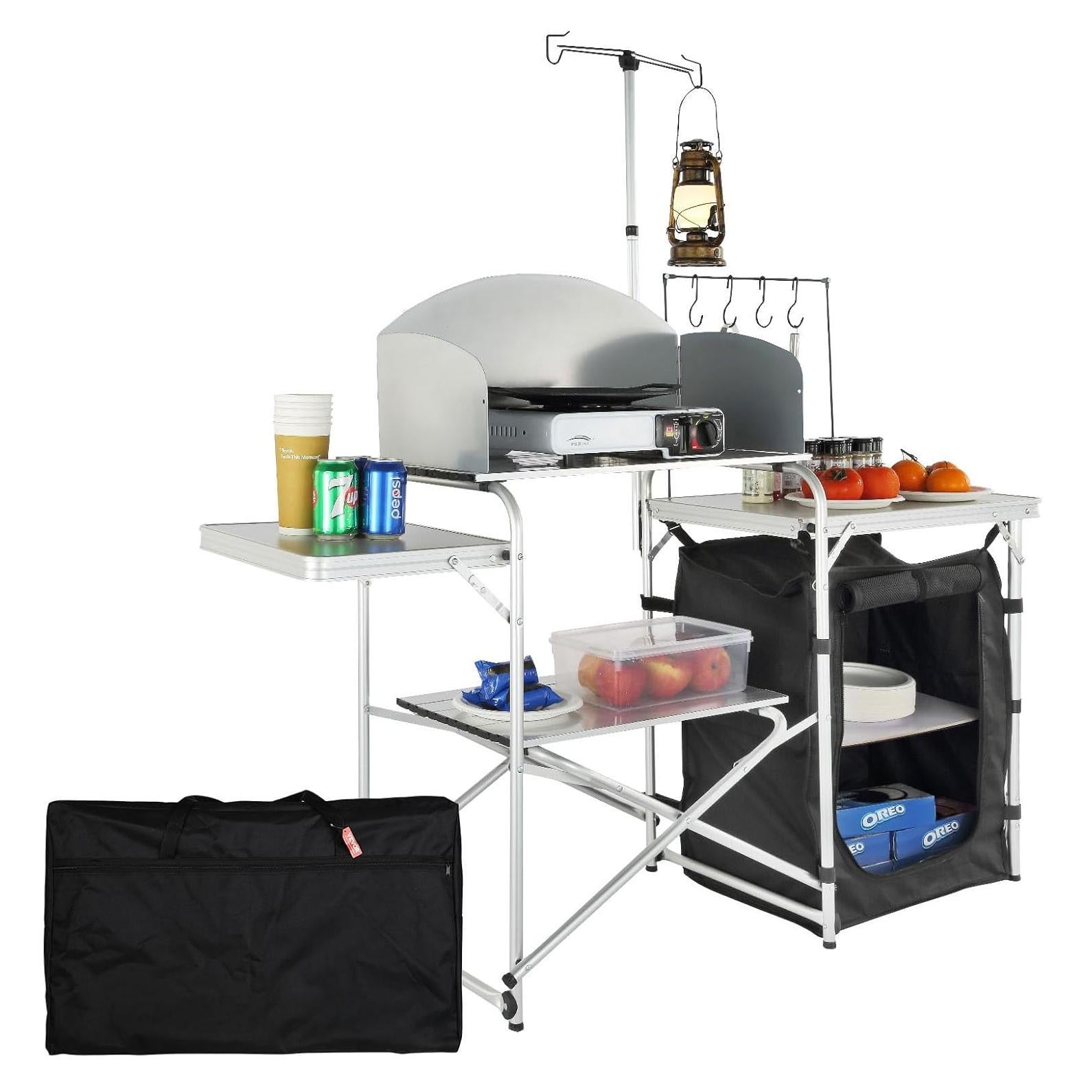 Mesa de Cocina Plegable VBENLEM con Pantalla contra Viento 173.9cm