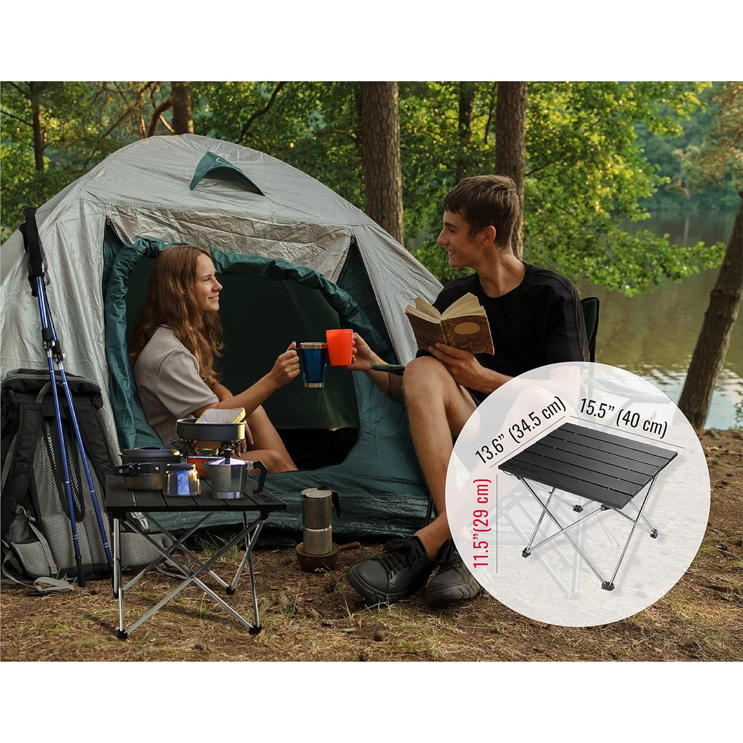 Mesa Plegable TREKOLOGY TALU para Camping 39.37x29 cm Negra