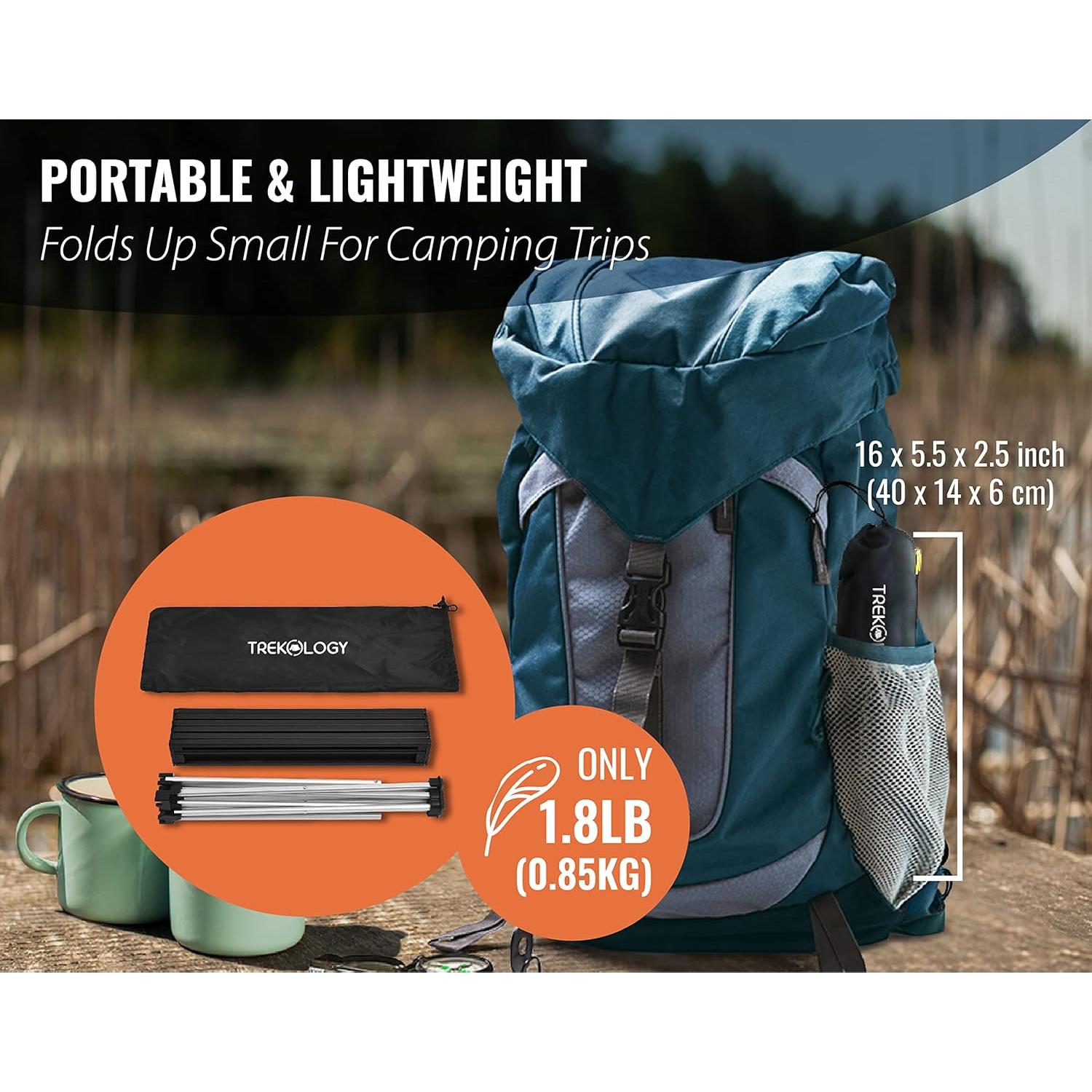 Mesa Plegable TREKOLOGY TALU para Camping 39.37x29 cm Negra