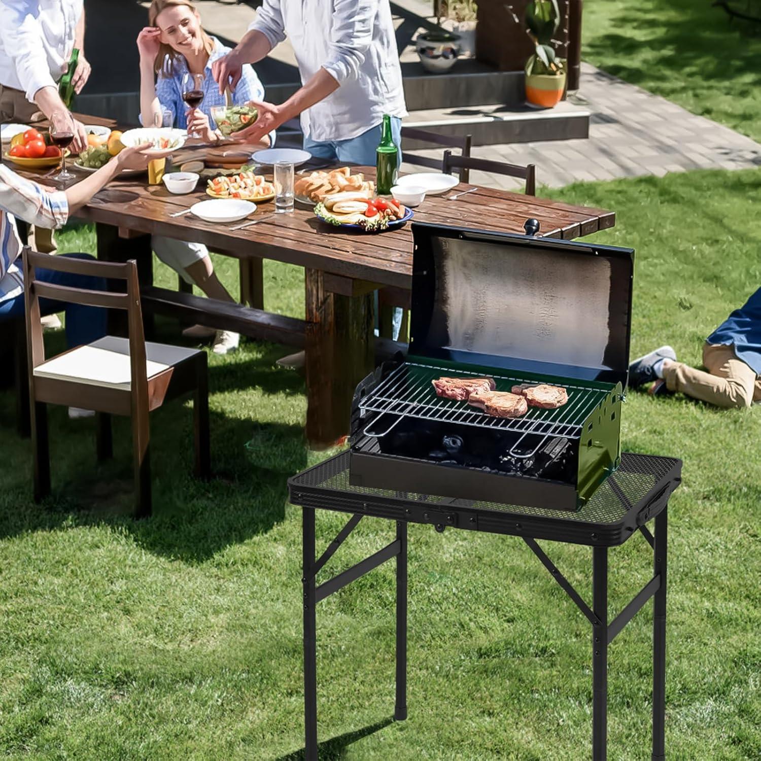 Mesa de Parrilla Plegable Pnbfhn 60x40 cm Ajustable Metal