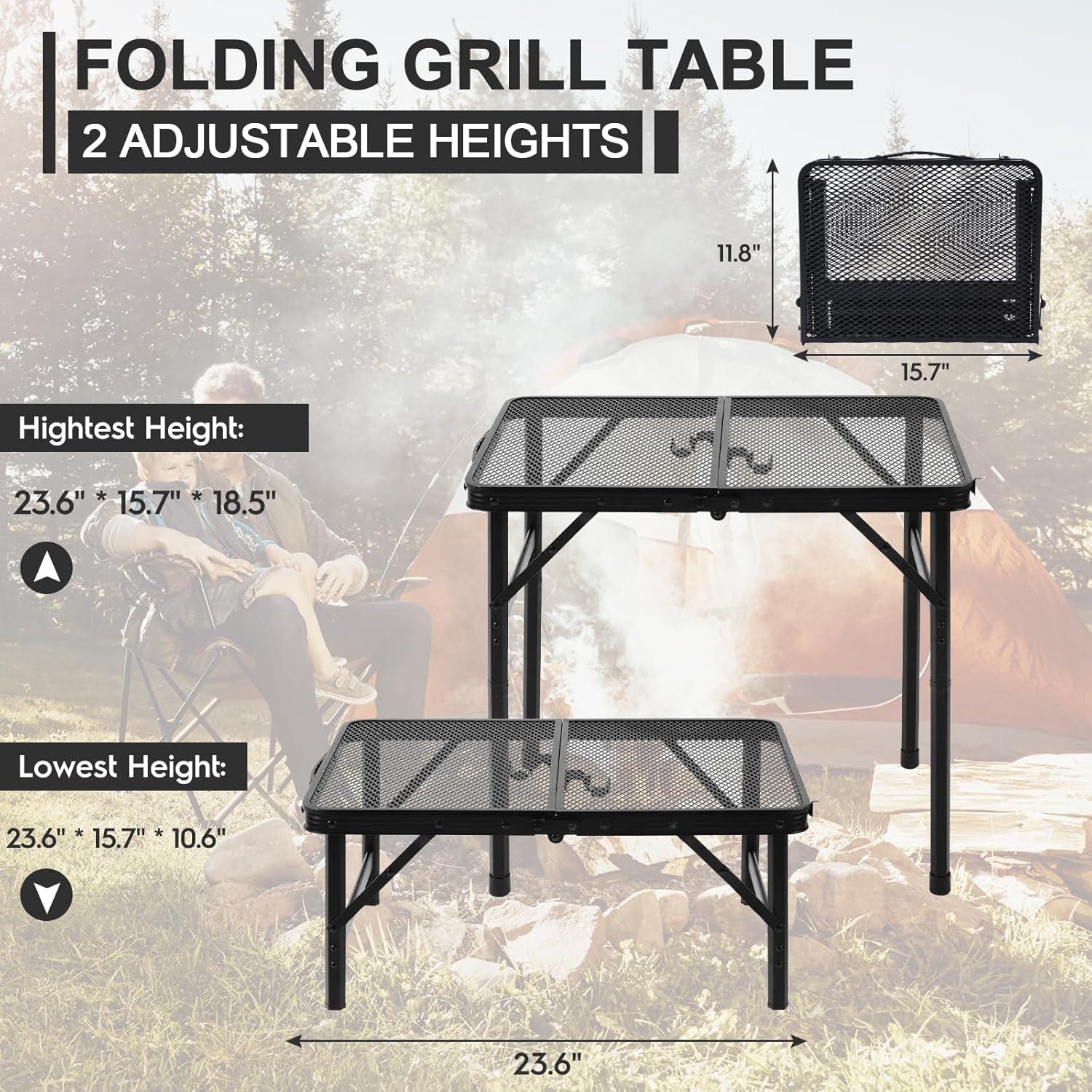 Mesa de Parrilla Plegable Pnbfhn 60x40 cm Ajustable Metal
