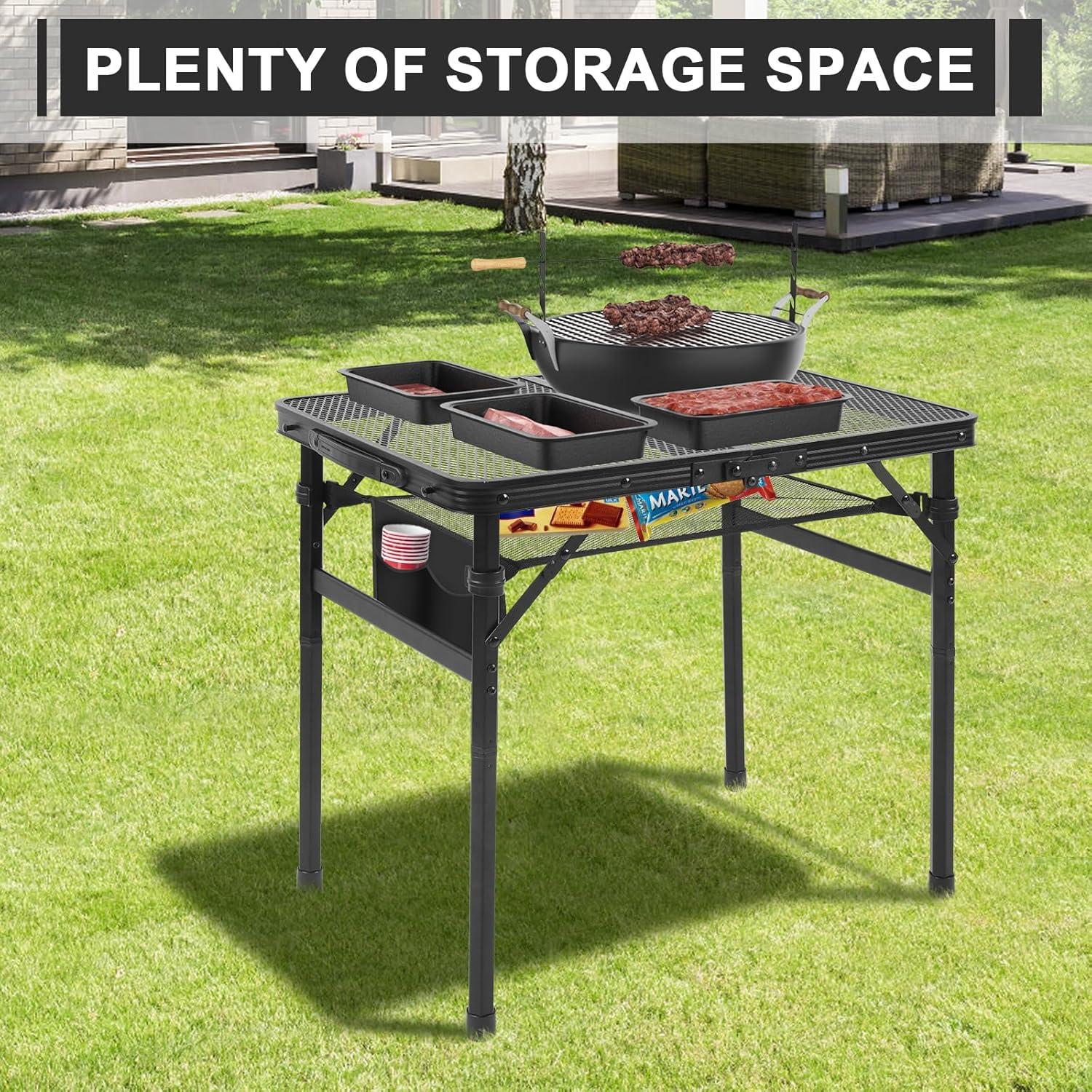 Mesa de Parrilla Plegable Pnbfhn 60x40 cm Ajustable Metal