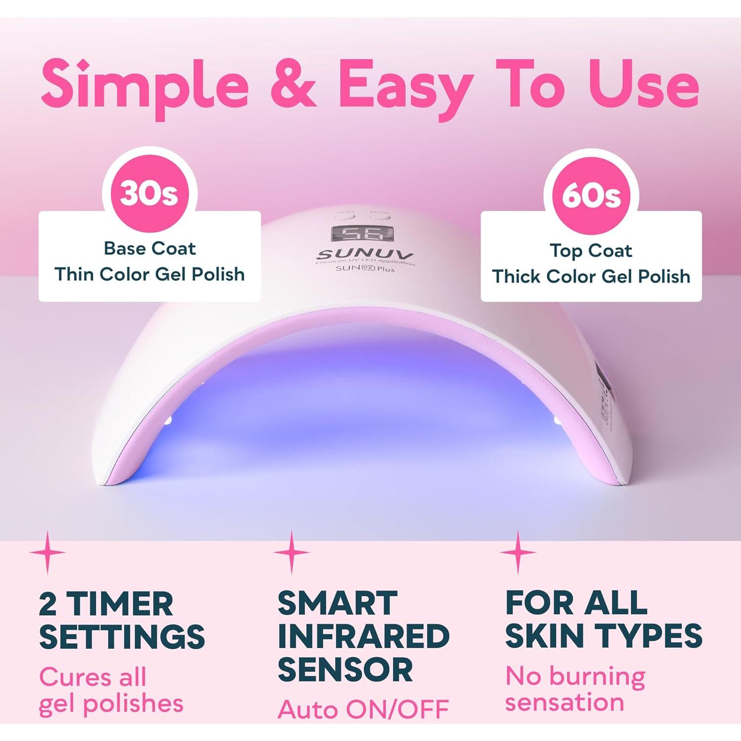 Secador UV para Uñas SUNUV SUN9X Plus Rosa, 2 Temporizadores