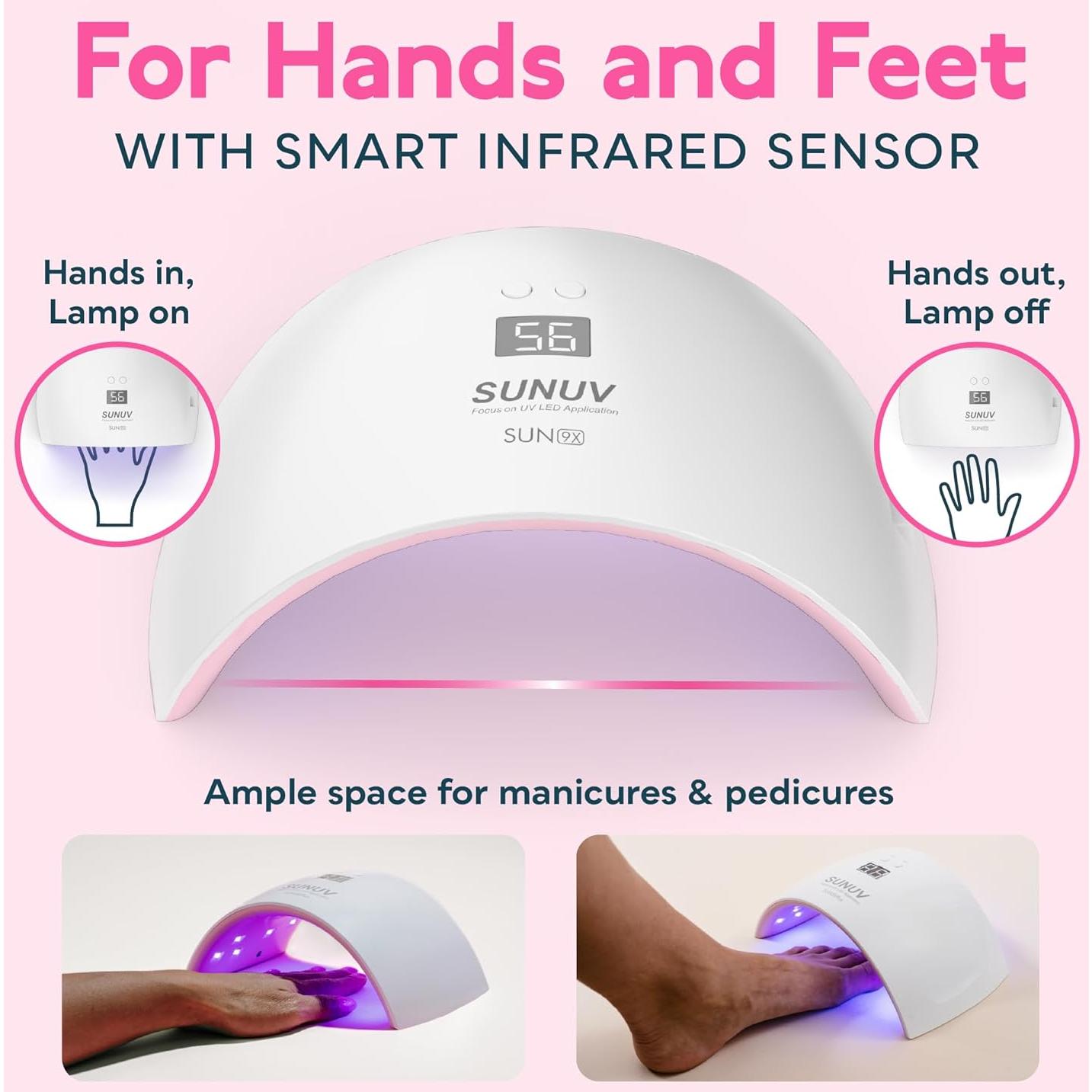 Secador UV para Uñas SUNUV SUN9X Plus Rosa, 2 Temporizadores