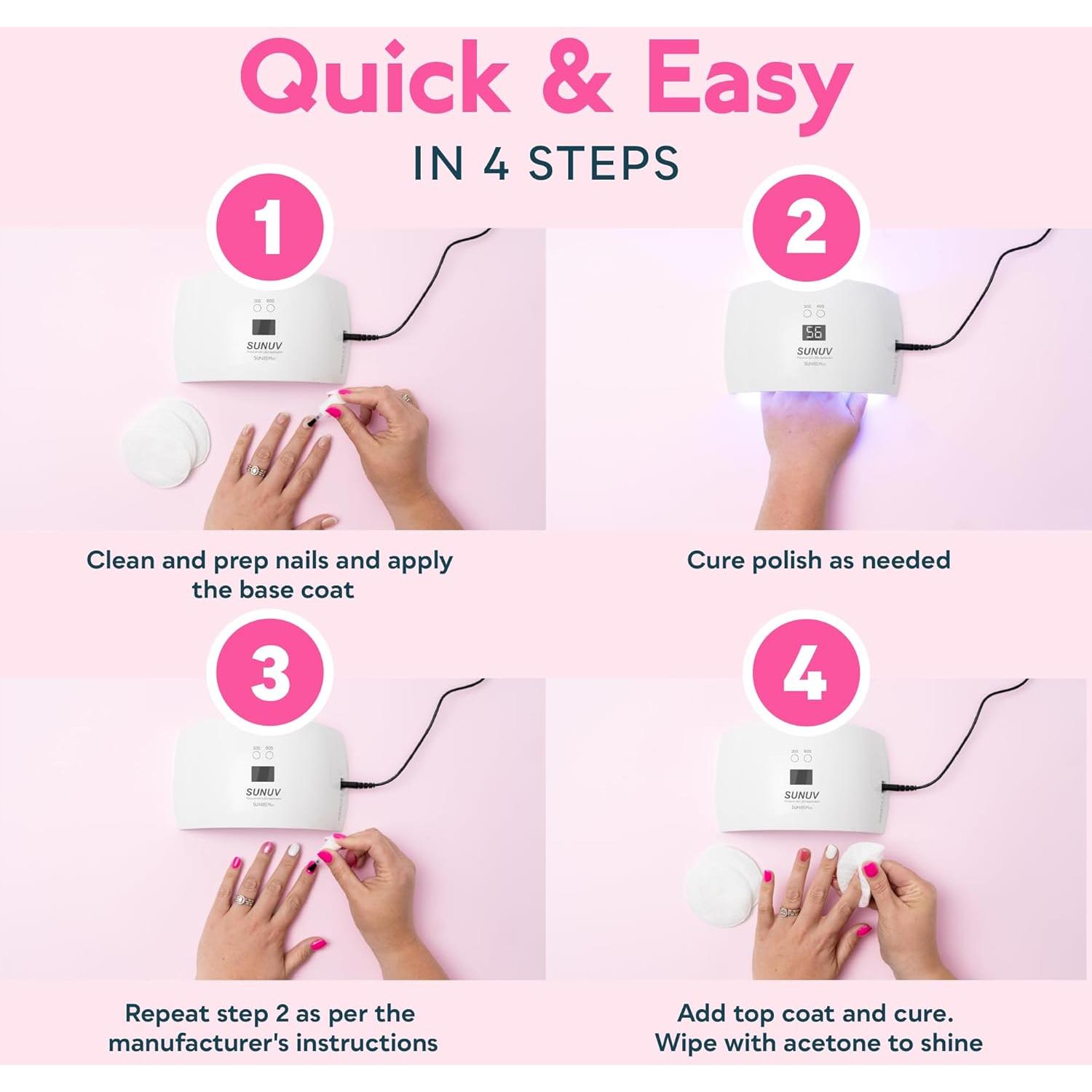 Secador UV para Uñas SUNUV SUN9X Plus Rosa, 2 Temporizadores