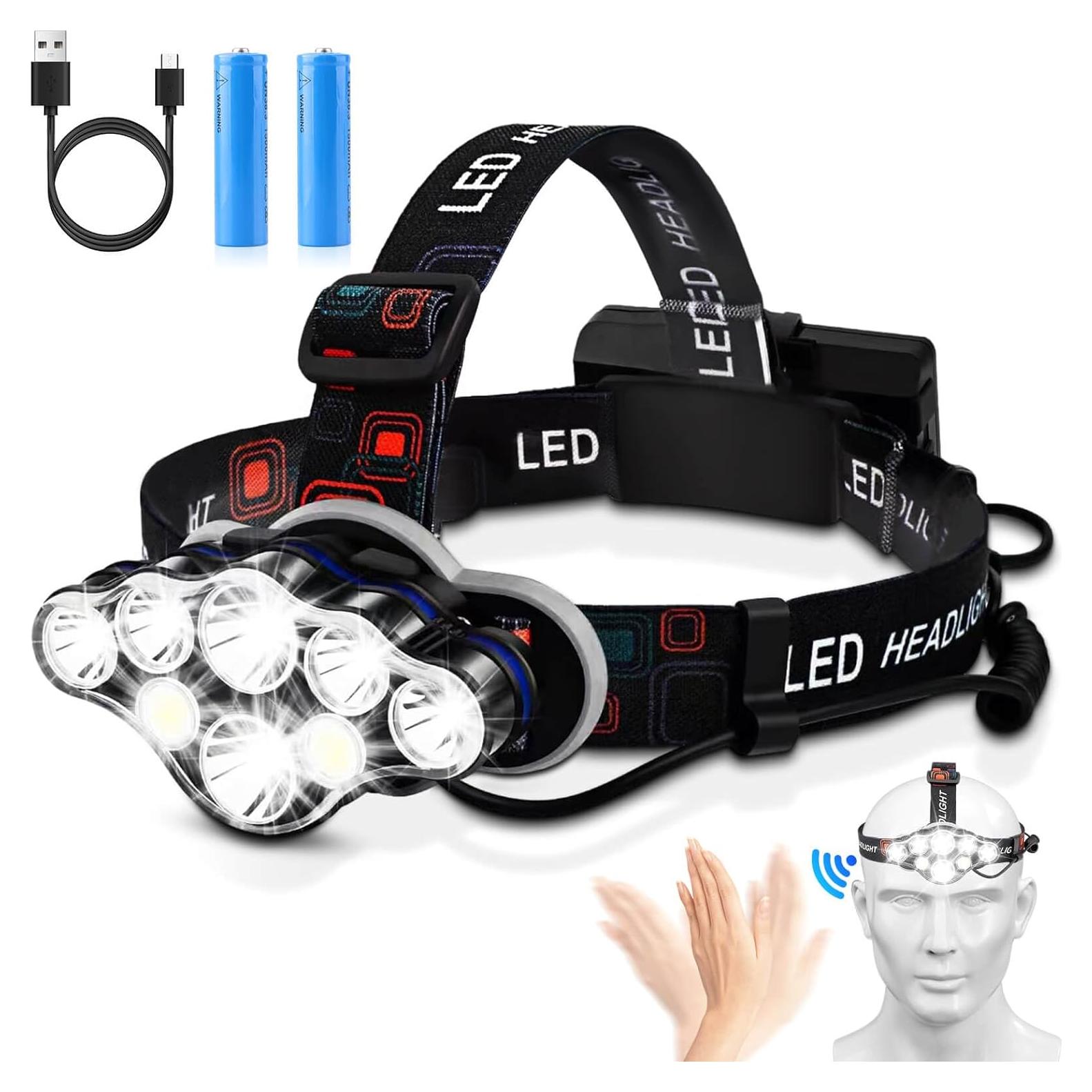 Linterna Frontal Recargable Elmchee 18000 Lúmenes 16 Modos