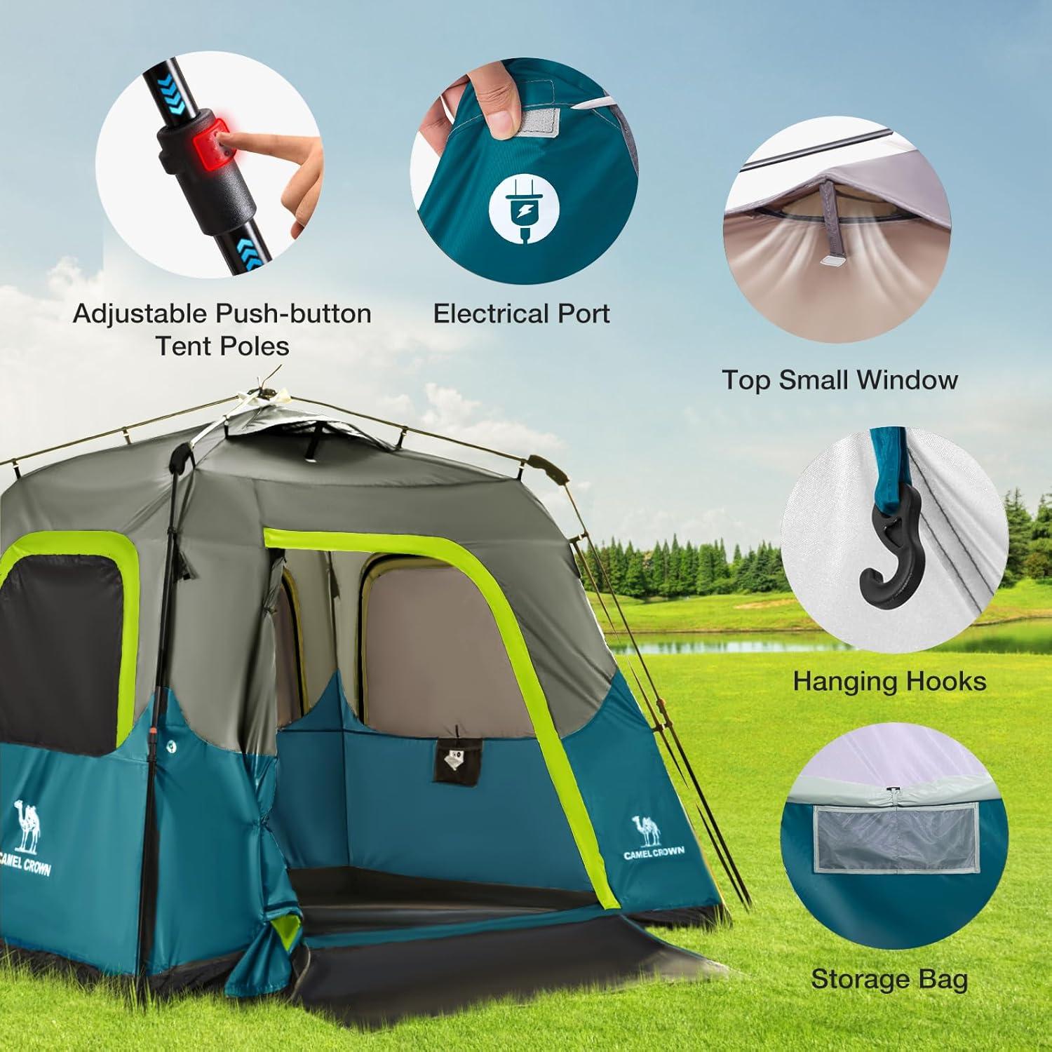 Tienda de Camping Instantánea CAMEL CROWN 4 Personas Impermeable