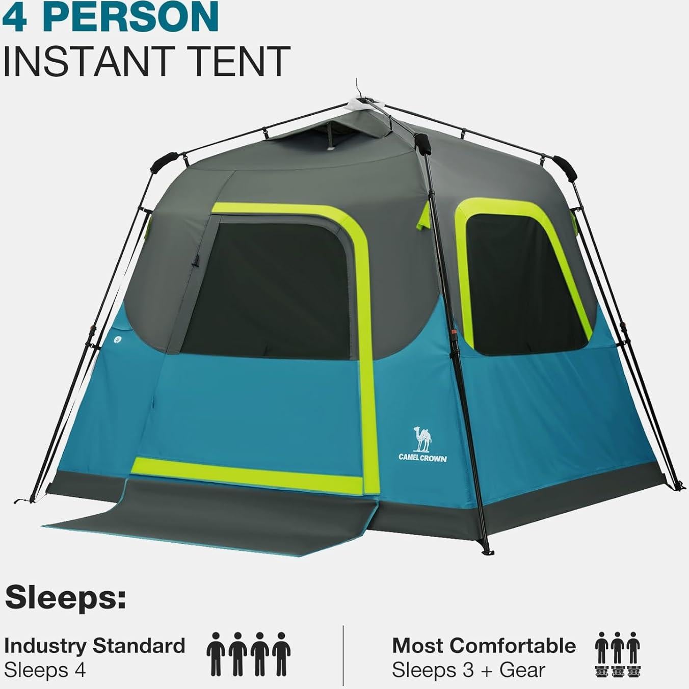 Tienda de Camping Instantánea CAMEL CROWN 4 Personas Impermeable