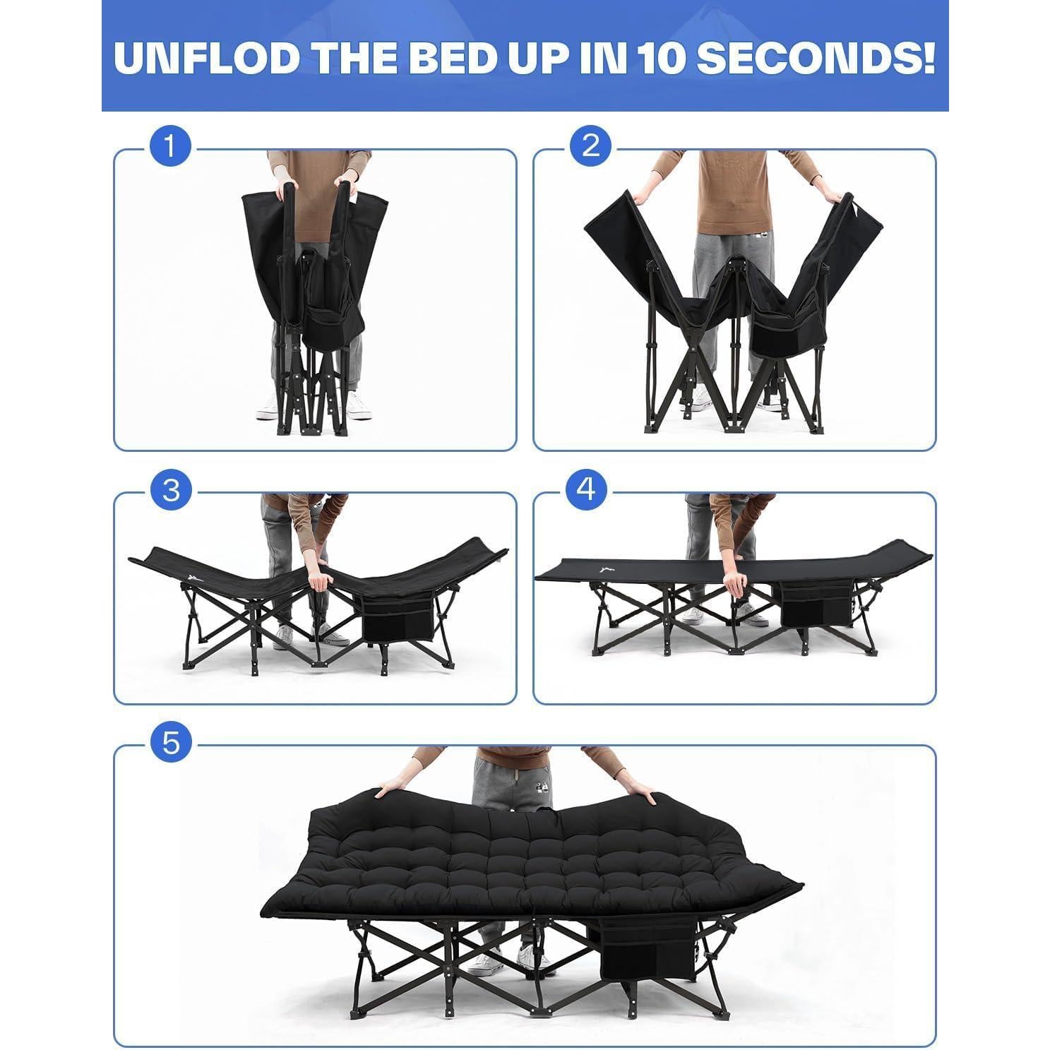 Cama de Camping Sportneer Plegable 1200D con Colchón 9.5kg