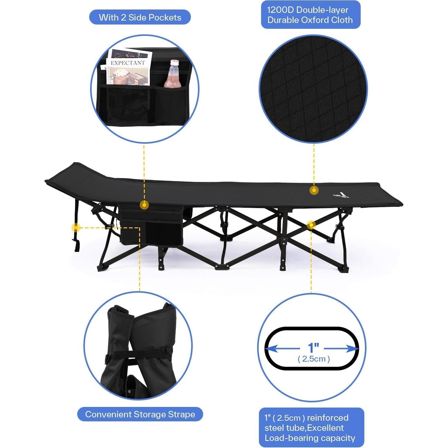 Cama de Camping Sportneer Plegable 1200D con Colchón 9.5kg