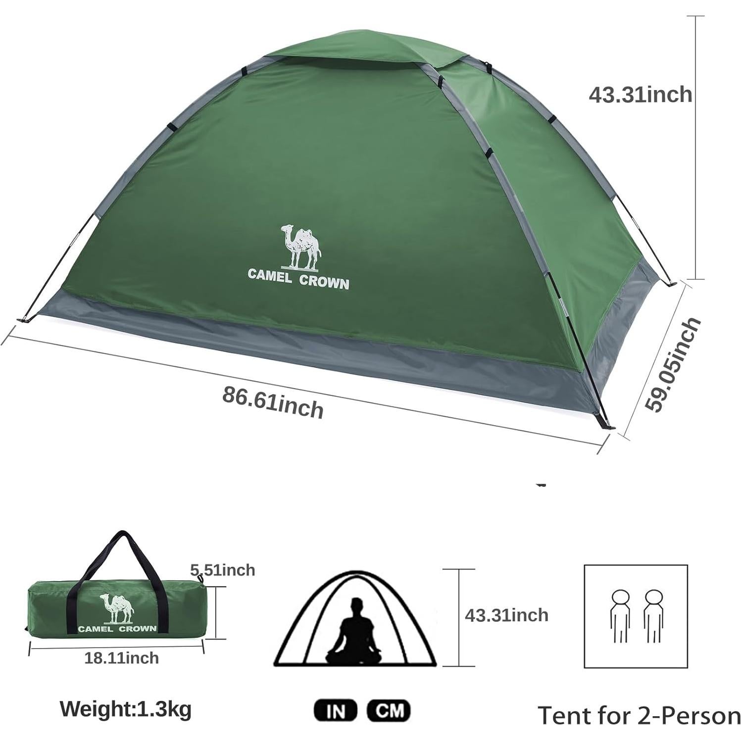 Tienda de Camping Domo CAMEL CROWN 2 Personas Impermeable