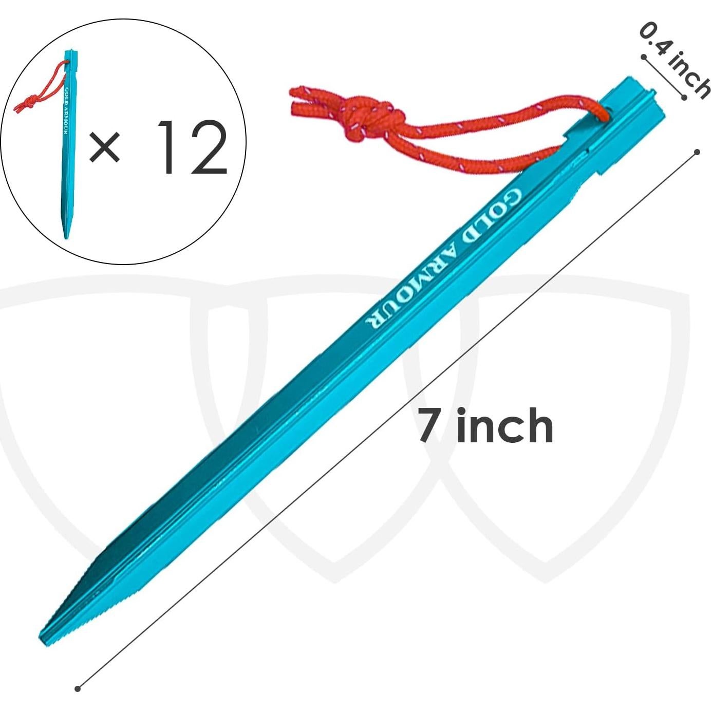 Estacas para Tienda Gold Armour - 12 Estacas de Aluminio 17.78 cm