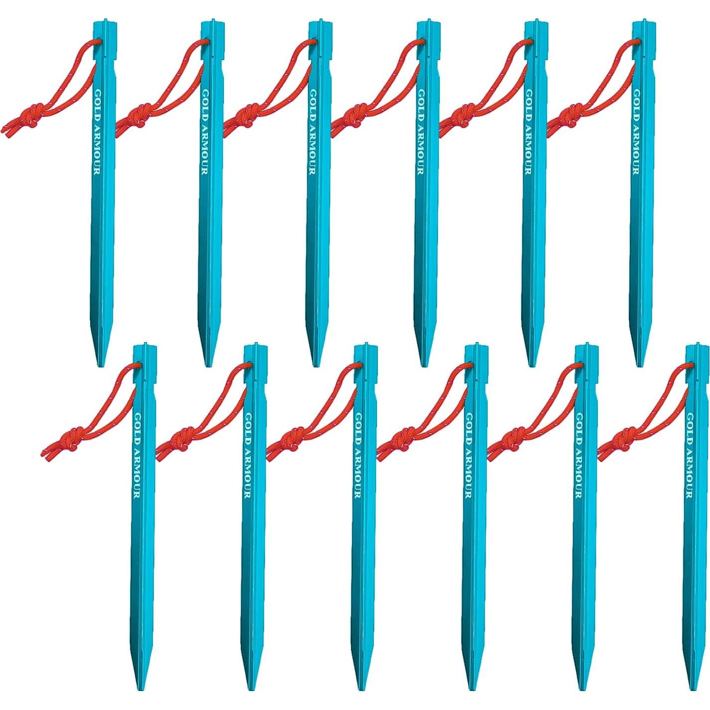 Estacas para Tienda Gold Armour - 12 Estacas de Aluminio 17.78 cm