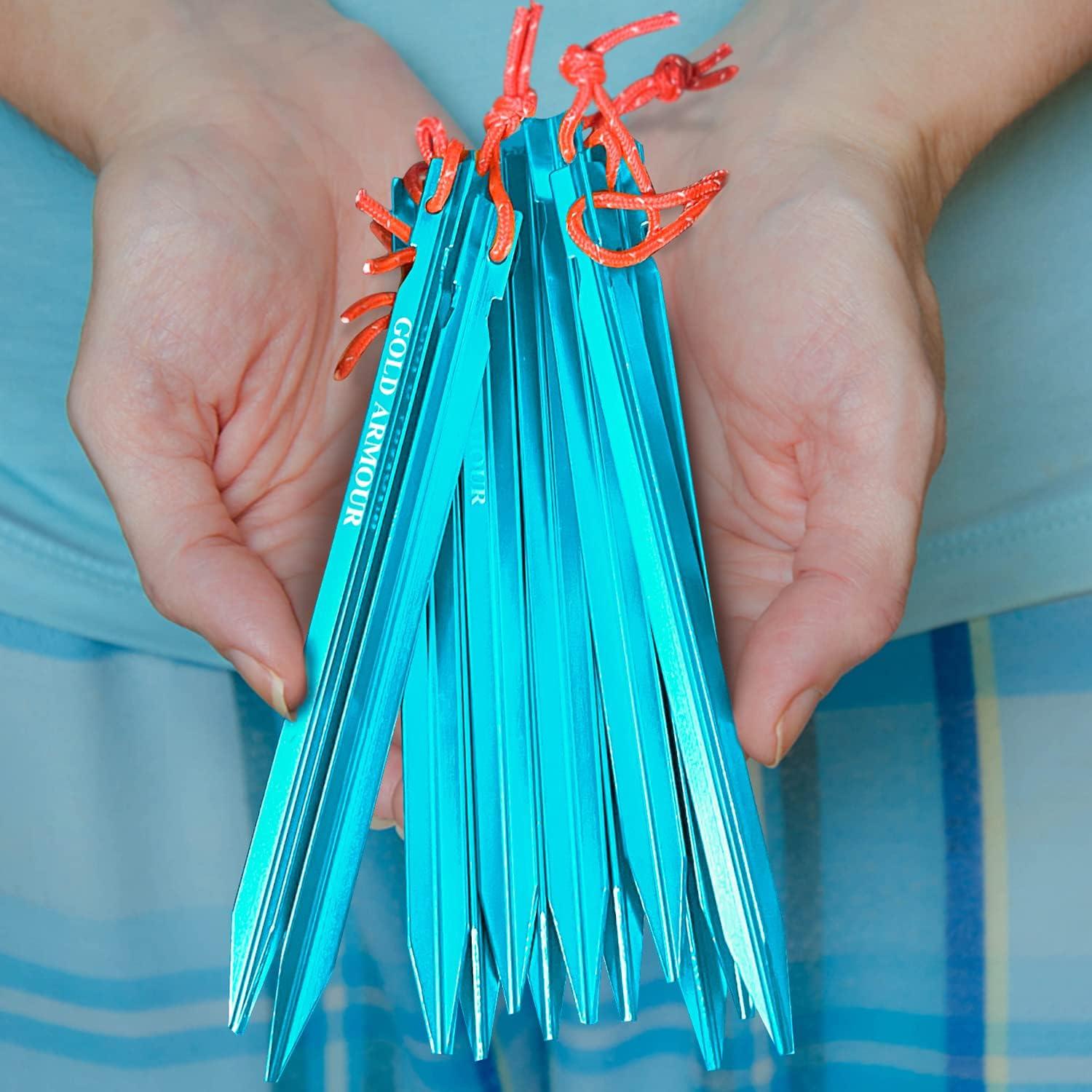 Estacas para Tienda Gold Armour - 12 Estacas de Aluminio 17.78 cm