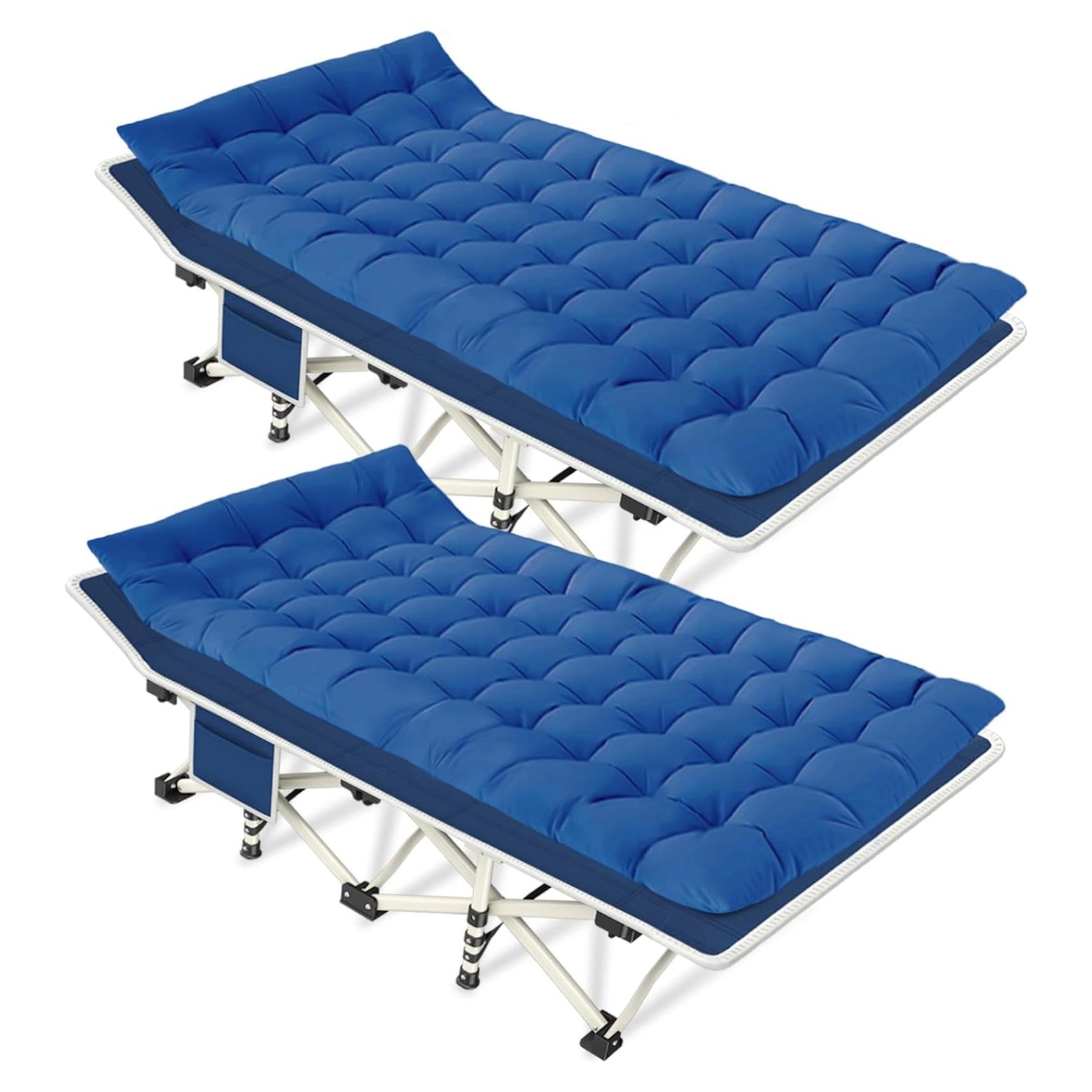 Camping Cot 2 Pack with Comfortable Mattress Cots for Sleeping with Pad Heavy Duty Camping Bed 2 Person Sleeping Cot Include Carry Bag Camping Cots for Adults Vacation Outdoor