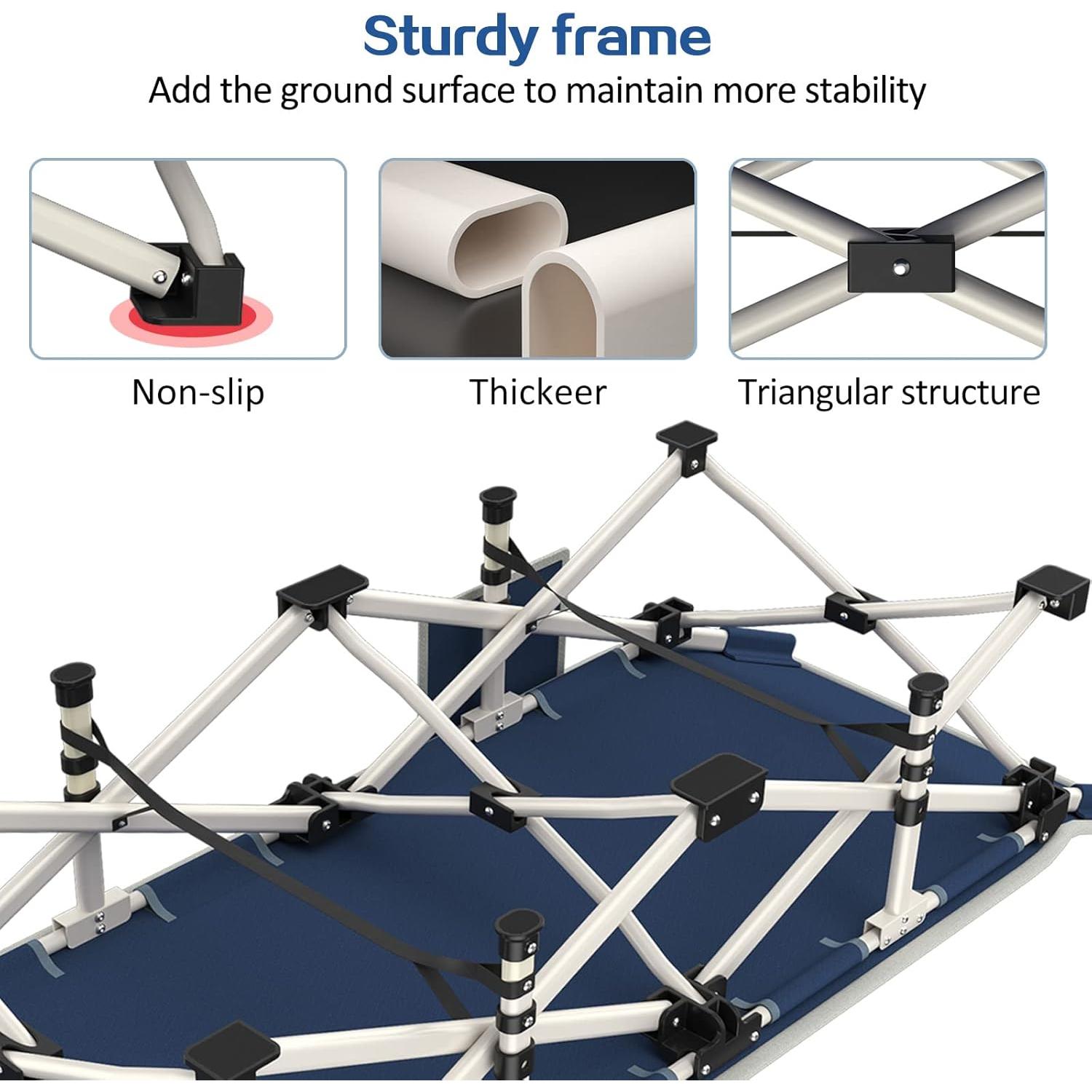 Camping Cot 2 Pack with Comfortable Mattress Cots for Sleeping with Pad Heavy Duty Camping Bed 2 Person Sleeping Cot Include Carry Bag Camping Cots for Adults Vacation Outdoor