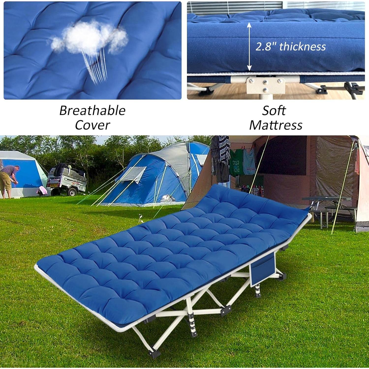 Camping Cot 2 Pack with Comfortable Mattress Cots for Sleeping with Pad Heavy Duty Camping Bed 2 Person Sleeping Cot Include Carry Bag Camping Cots for Adults Vacation Outdoor