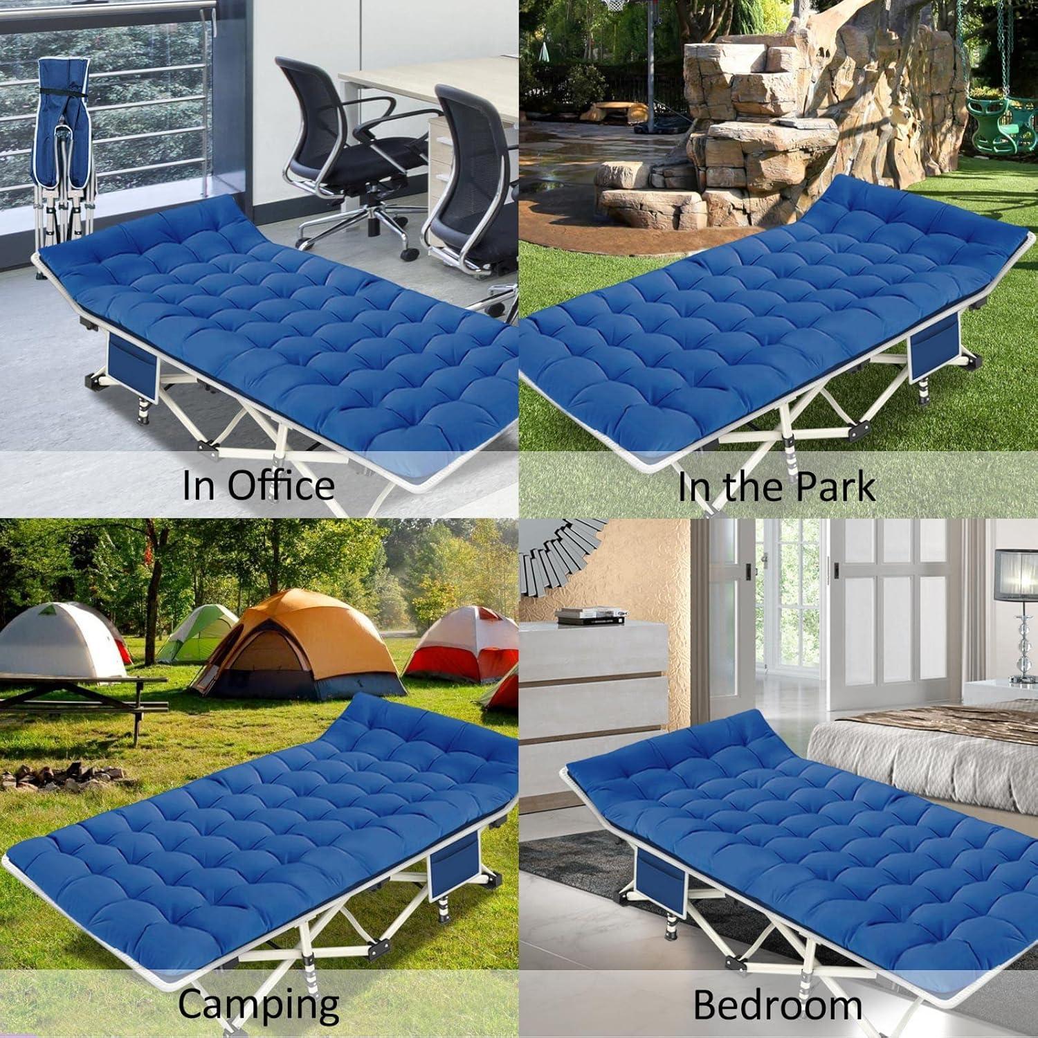 Camping Cot 2 Pack with Comfortable Mattress Cots for Sleeping with Pad Heavy Duty Camping Bed 2 Person Sleeping Cot Include Carry Bag Camping Cots for Adults Vacation Outdoor