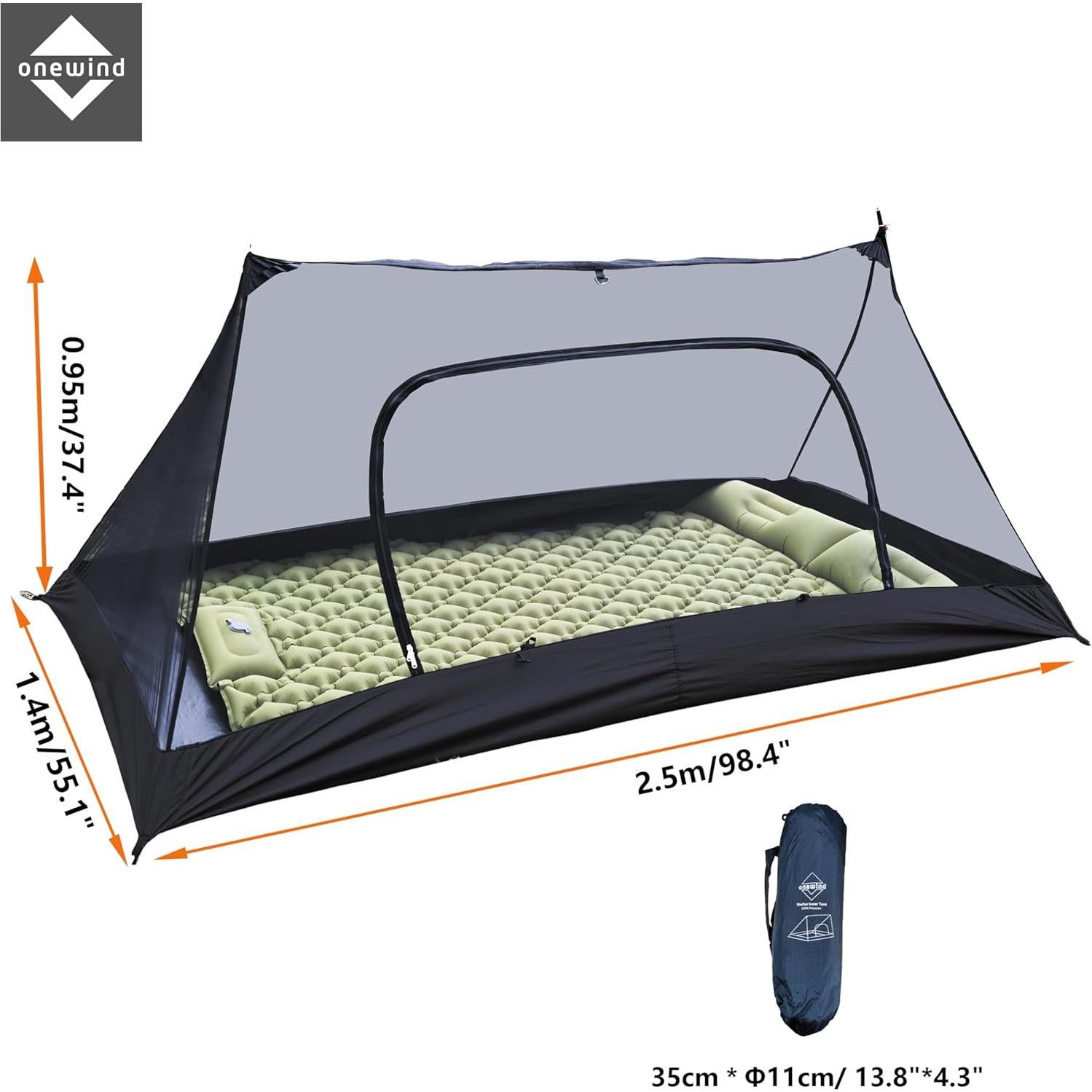 Tienda Interior Onewind Ultraligera con Suelo 1 Persona Negra