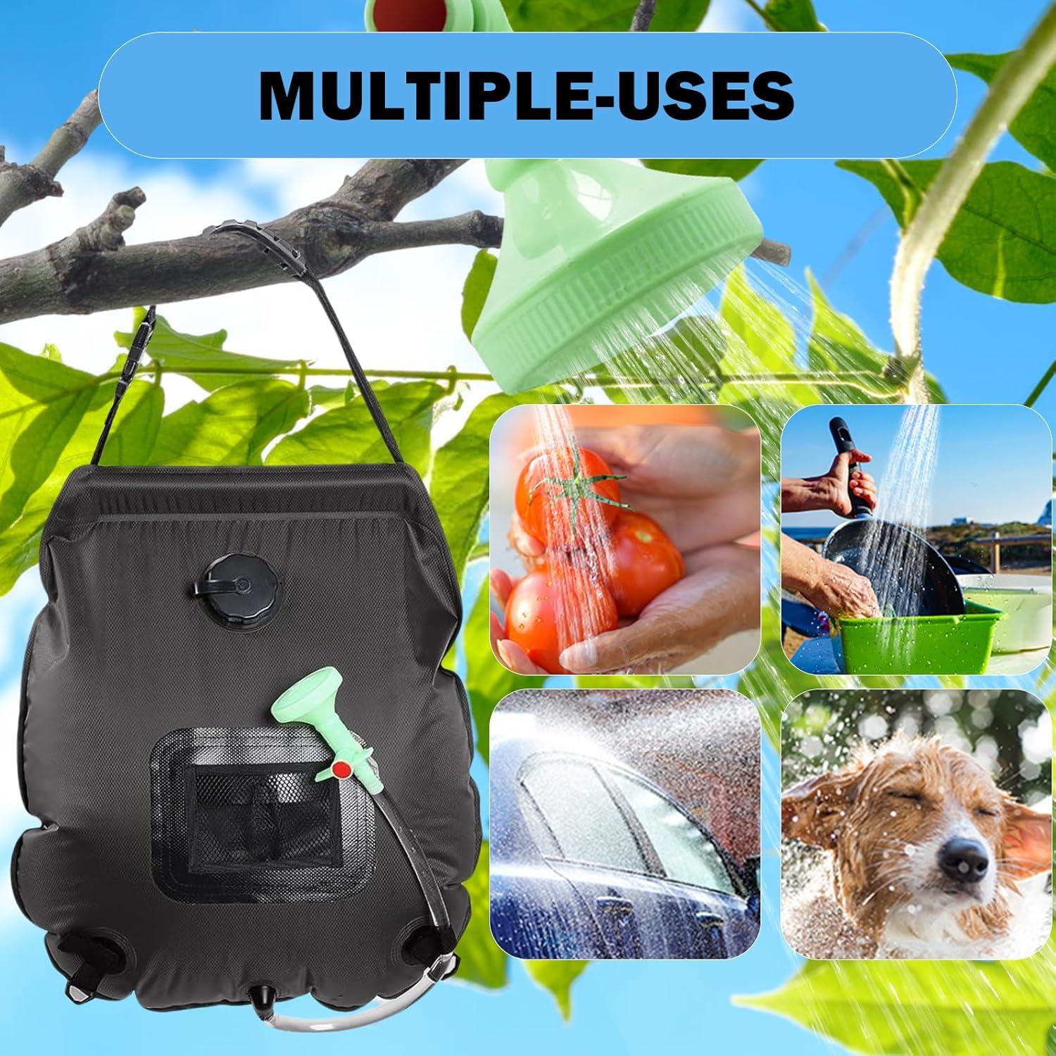 Bolsa de Ducha Solar KIPIDA 20L con Manguera y Cabezal