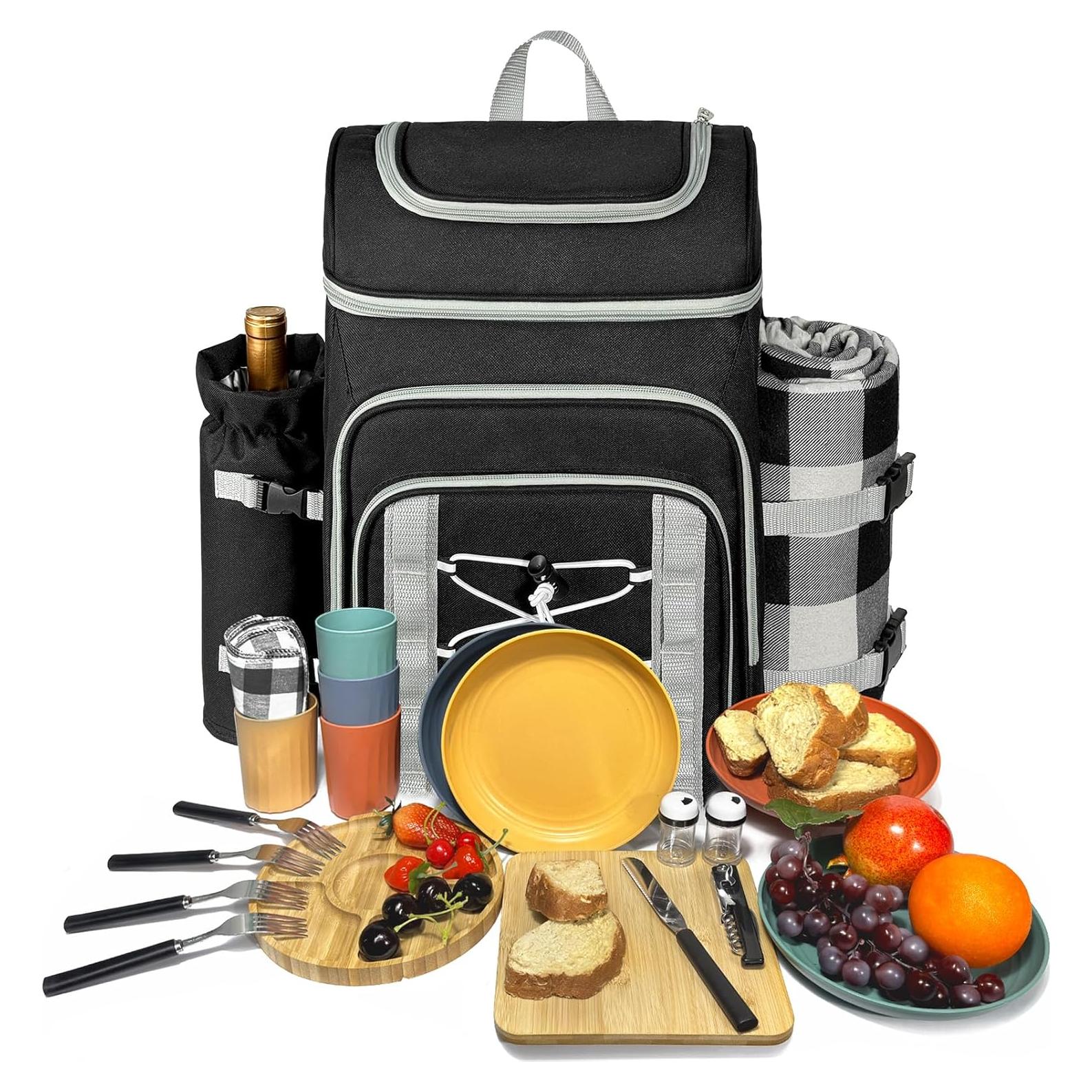 Mochila de Picnic Hap Tim para 4 Personas con Manta y Enfriador