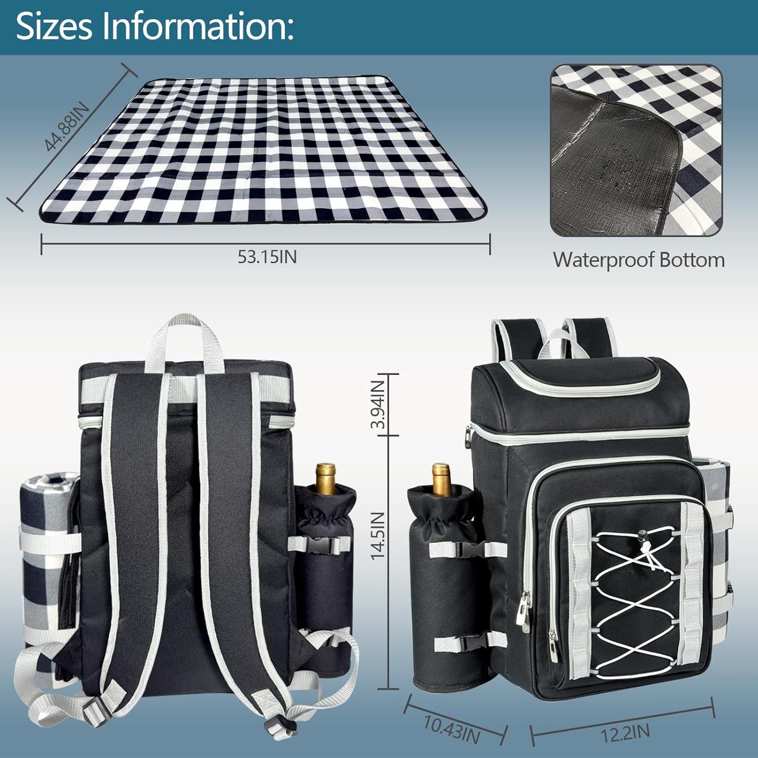 Mochila de Picnic Hap Tim para 4 Personas con Manta y Enfriador