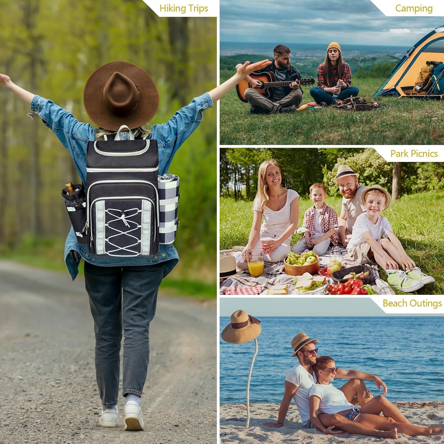 Mochila de Picnic Hap Tim para 4 Personas con Manta y Enfriador