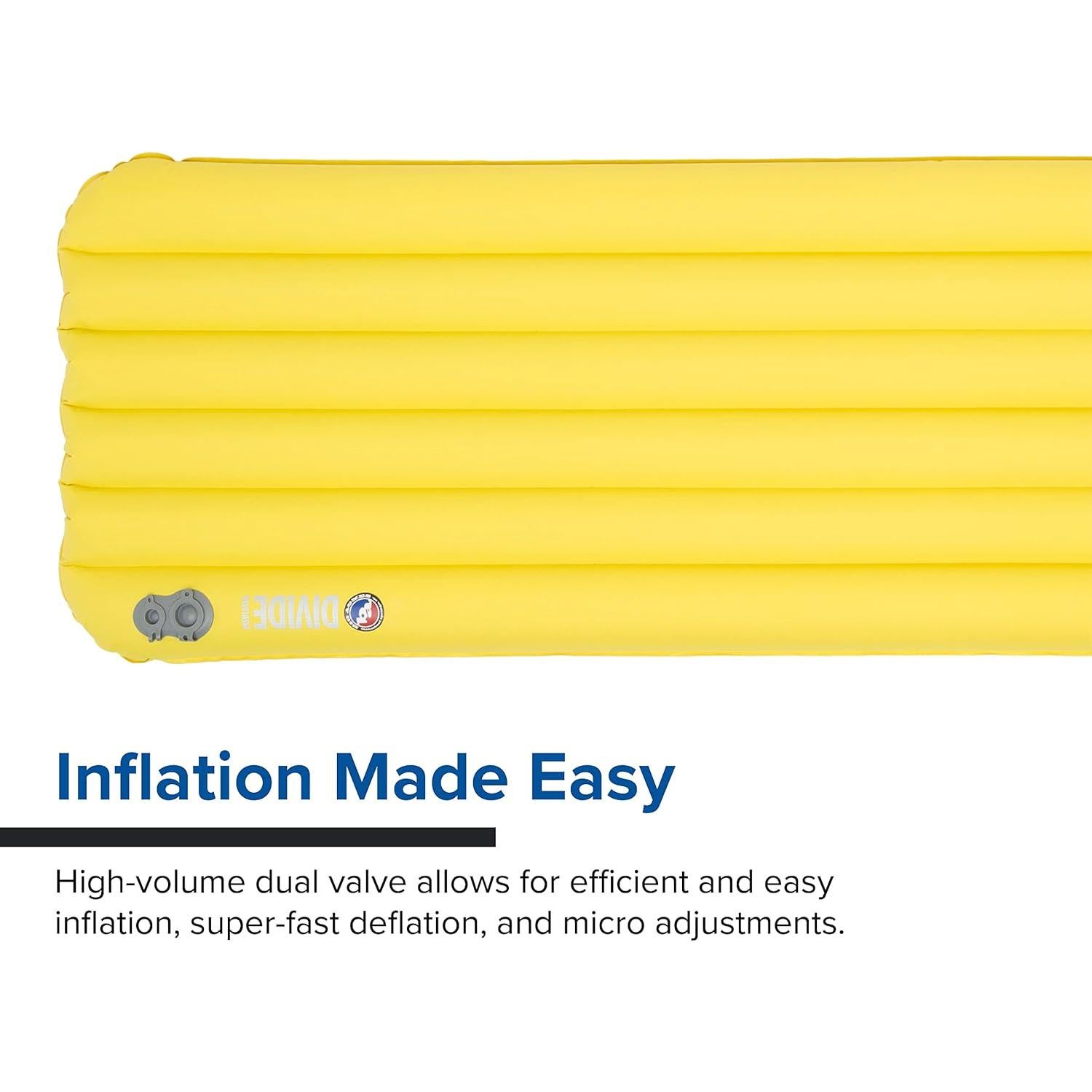 Big Agnes Divide Insulated | Lightweight, Compact, 3-Season Air Chamber Sleeping Pad, Petite, Warm Olive