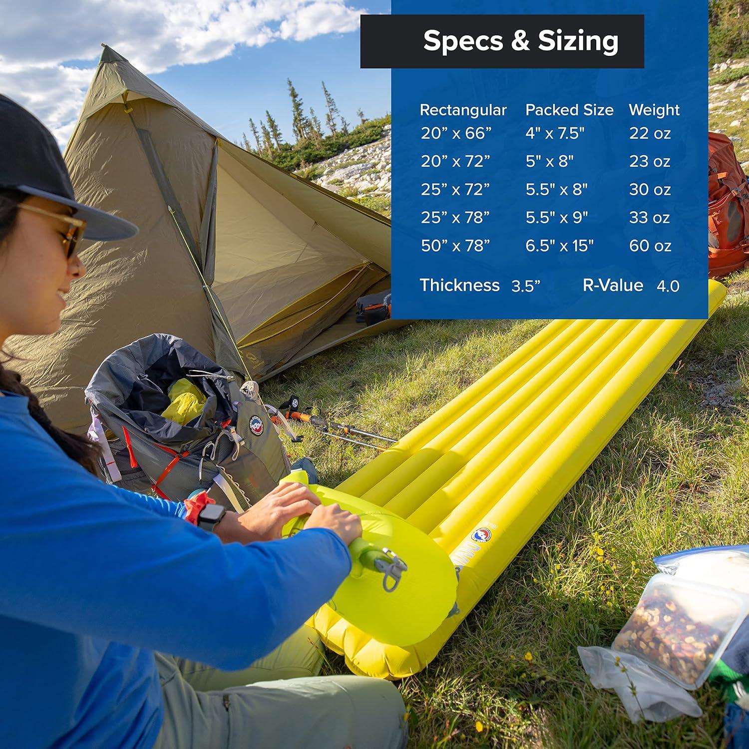 Big Agnes Divide Insulated | Lightweight, Compact, 3-Season Air Chamber Sleeping Pad, Petite, Warm Olive