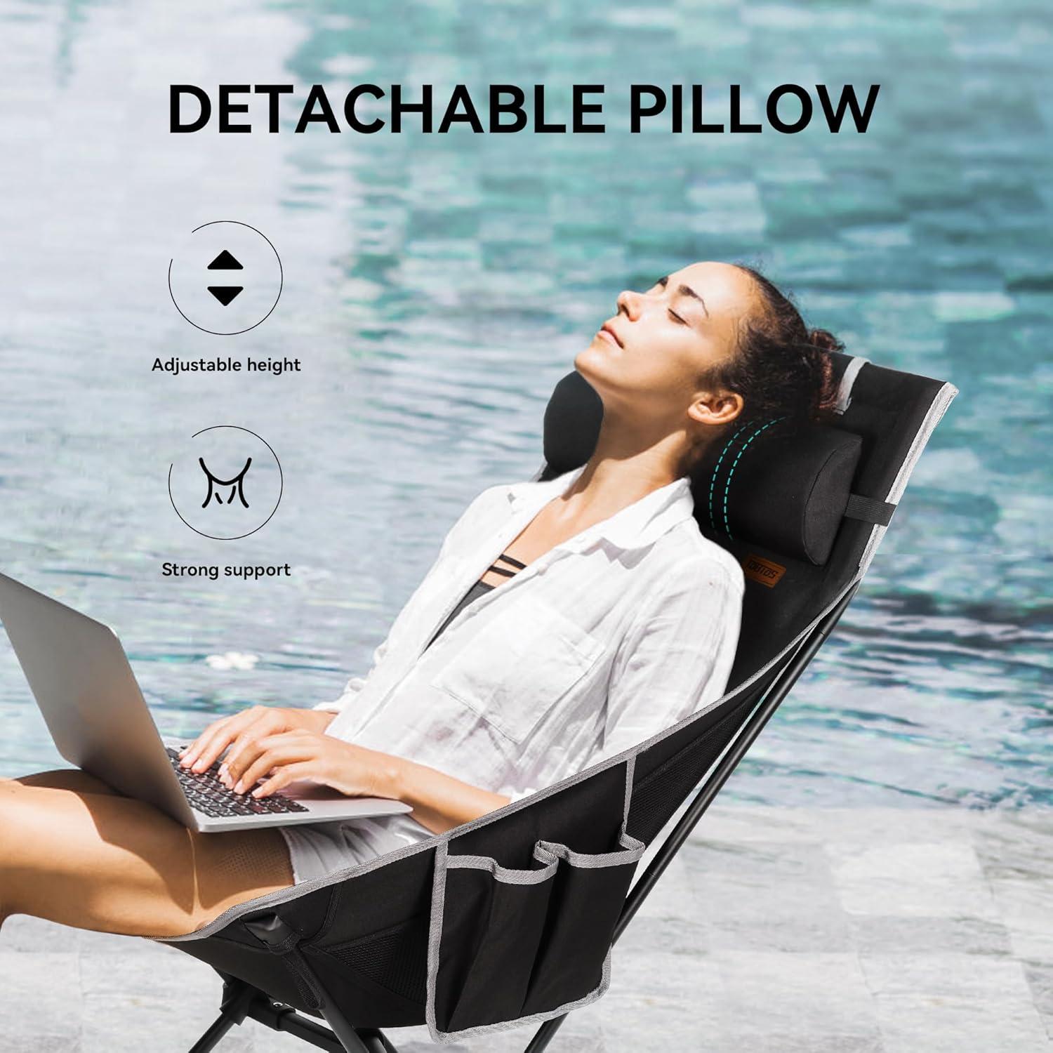 Silla de Camping Plegable TOBTOS con Respaldo Alto 200 kg