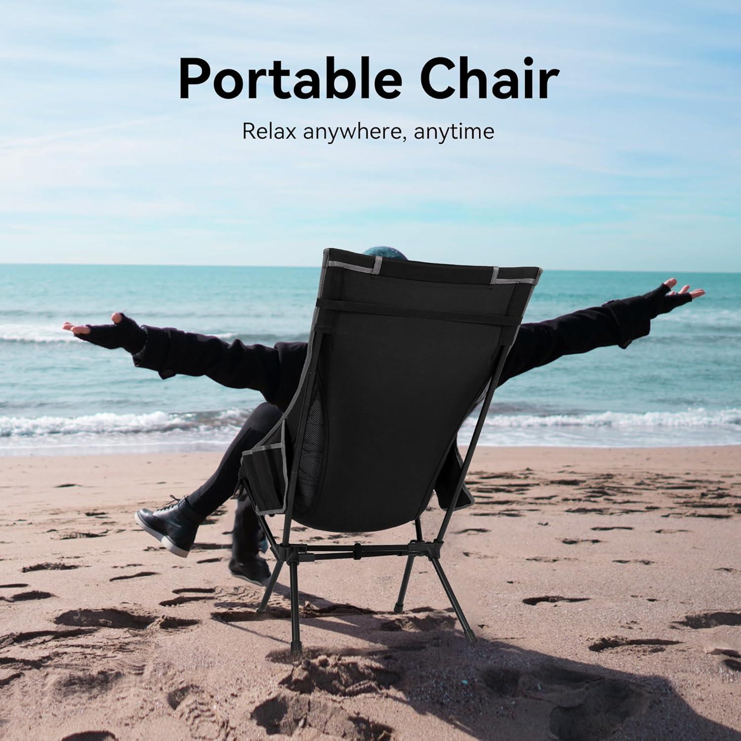 Silla de Camping Plegable TOBTOS con Respaldo Alto 200 kg