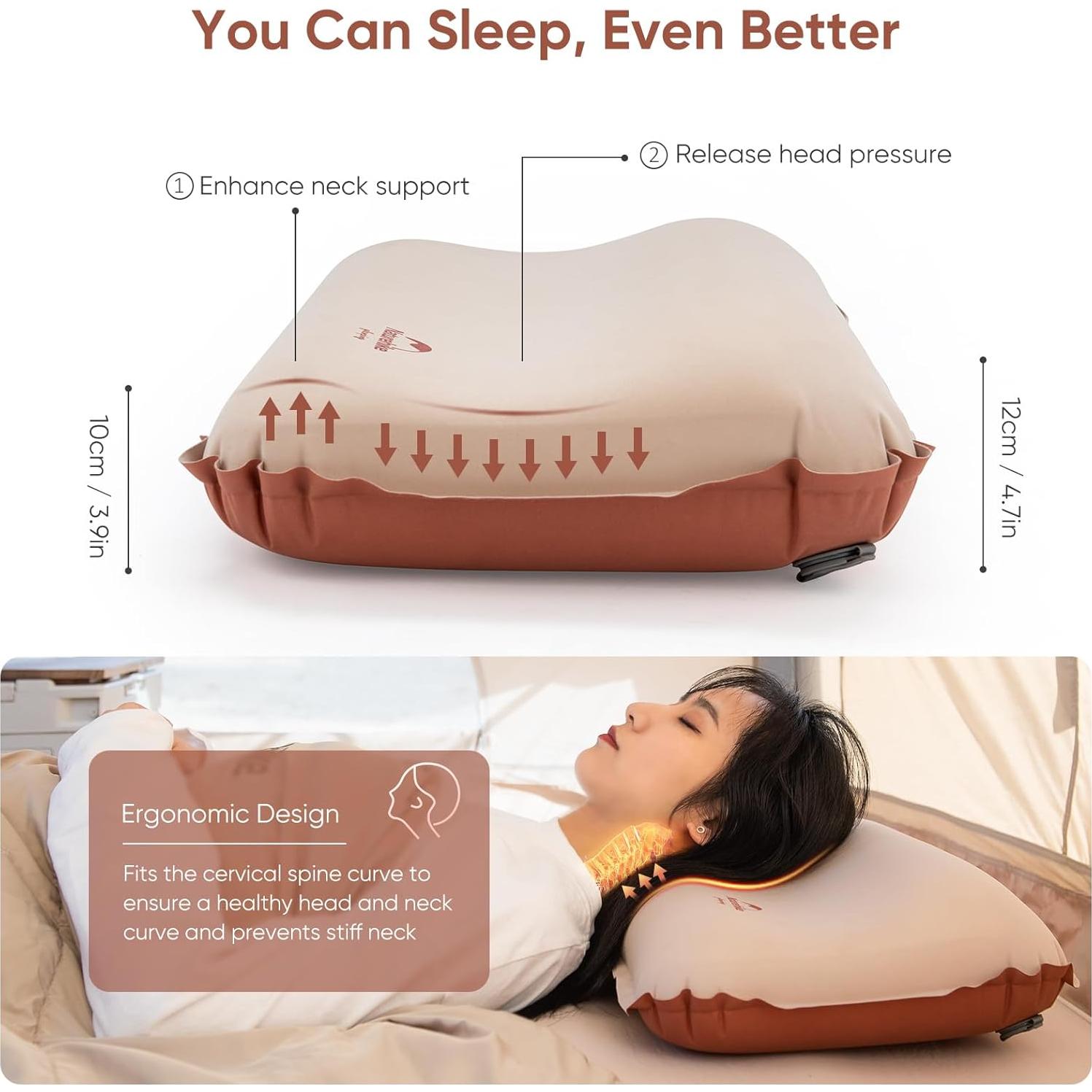 Almohada de Camping Naturehike CP01 Ergonómica Autoinflable