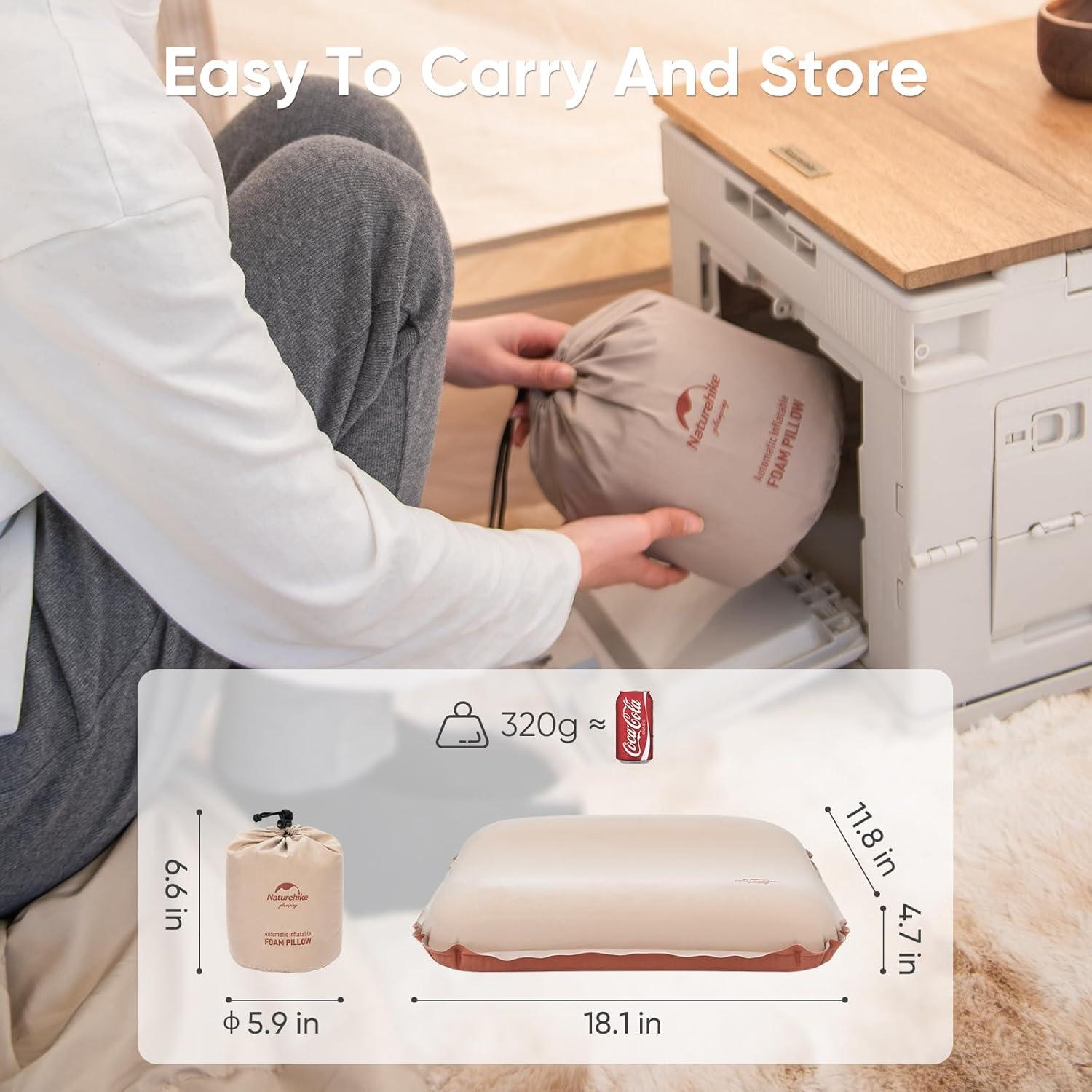 Almohada de Camping Naturehike CP01 Ergonómica Autoinflable