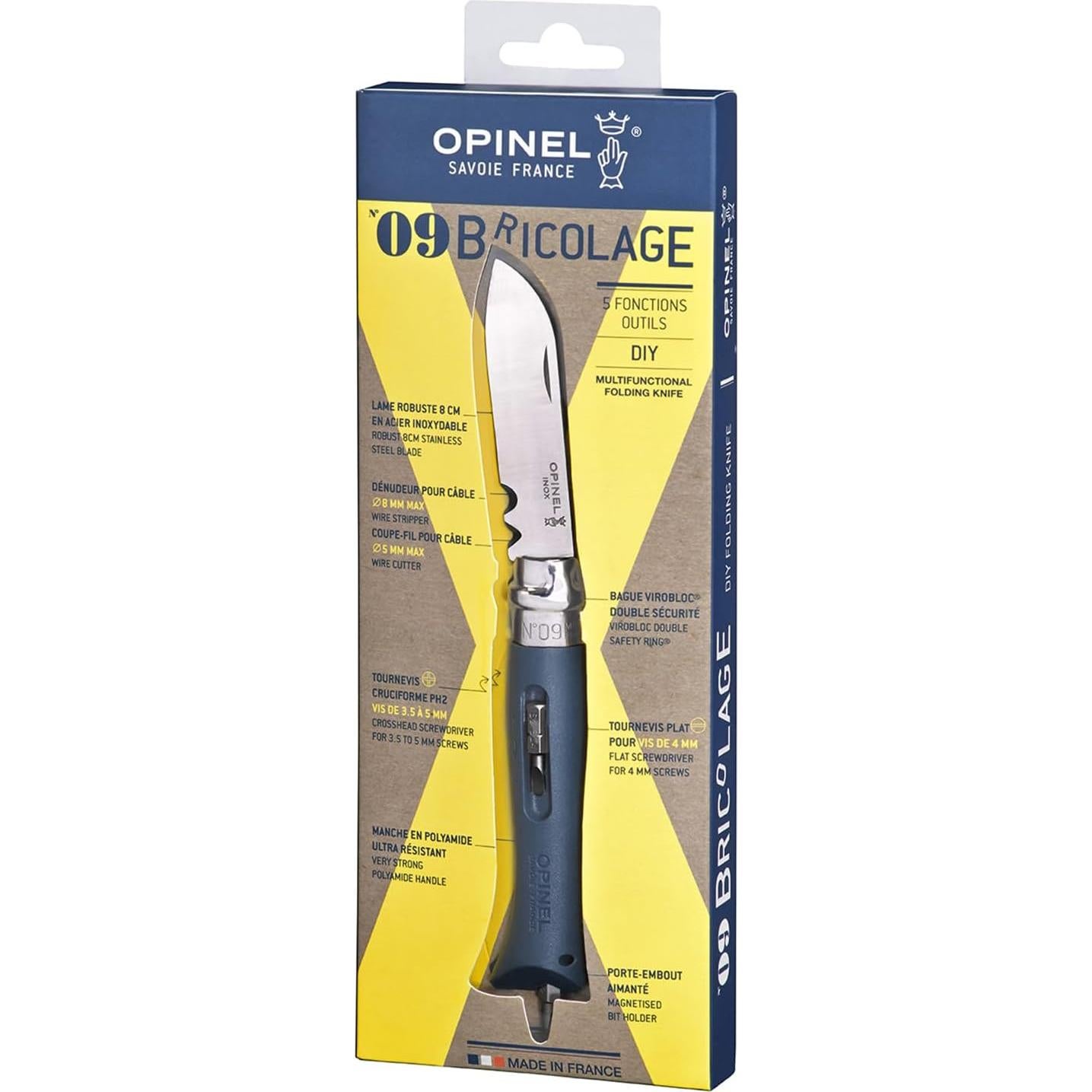 Cuchillo Plegable Opinel DIY No.9 Acero Inoxidable 8cm