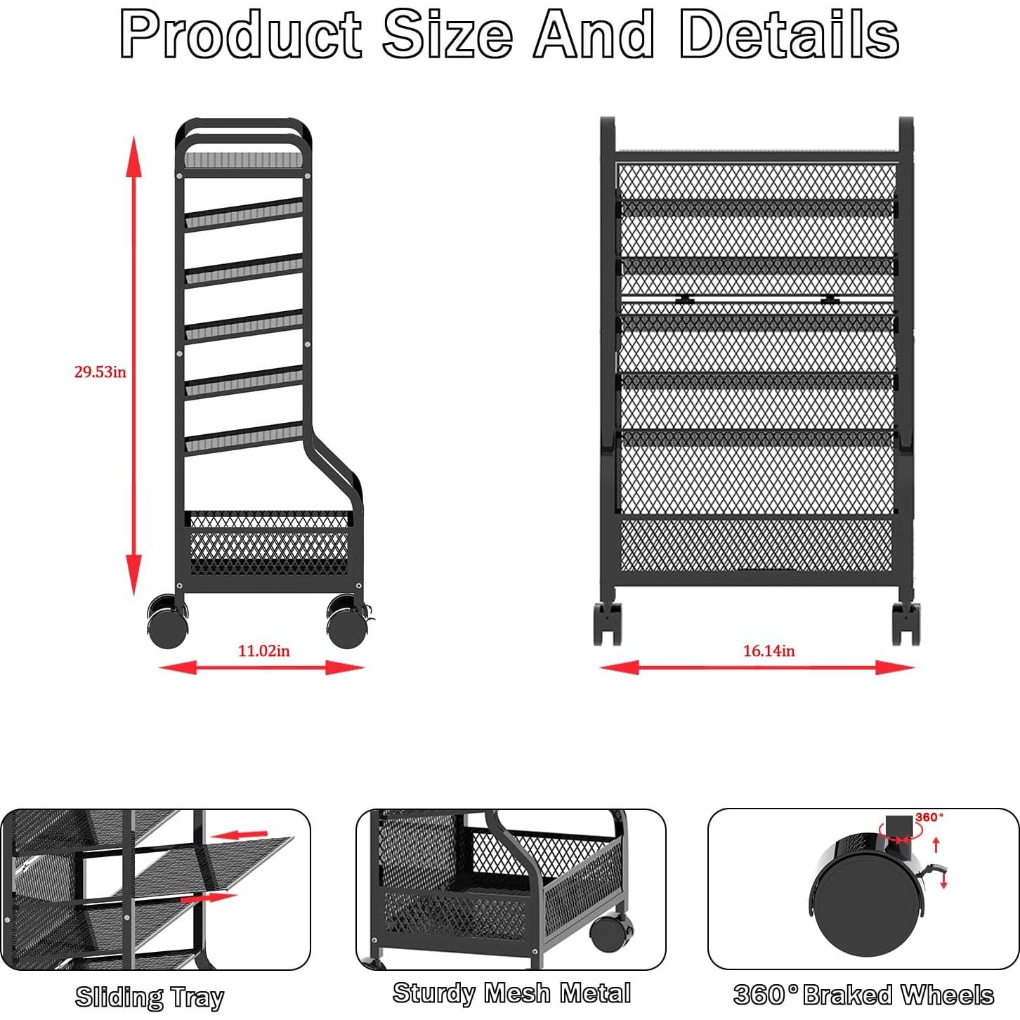Carrito Organizador de Archivos Cankm 7 Niveles Negro