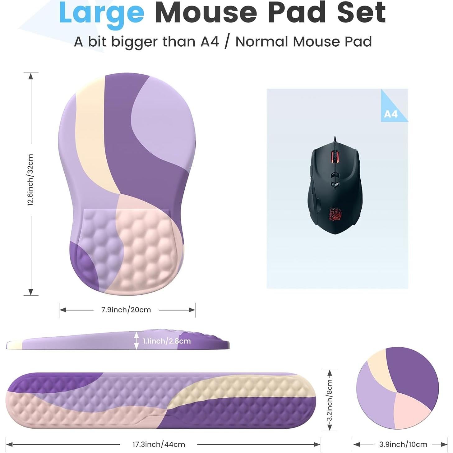 Almohadilla Ergonómica HAOCOO para Ratón y Teclado 3 PCS