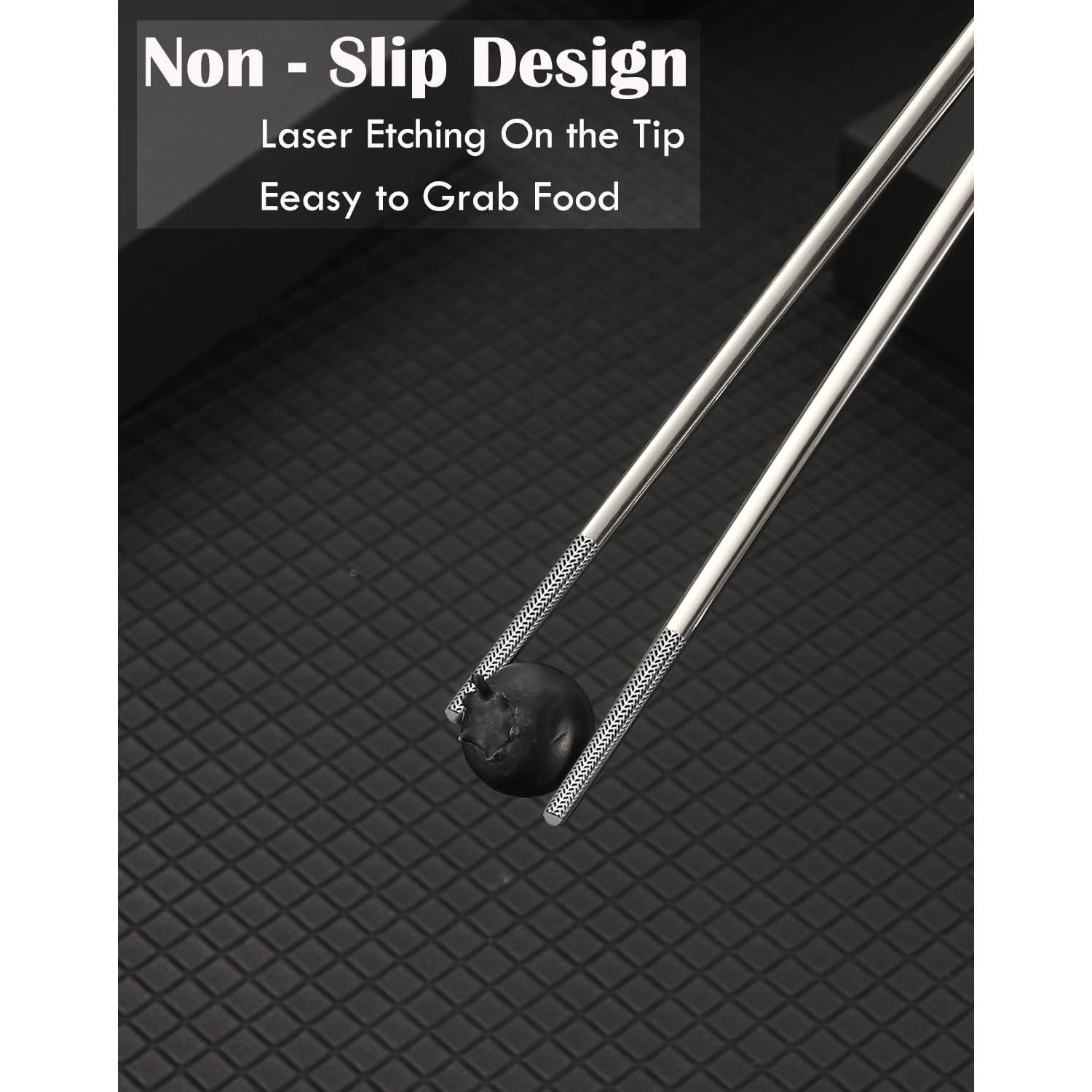 Palillos de Metal Reutilizables ITXIYC 5 Pares Antideslizantes