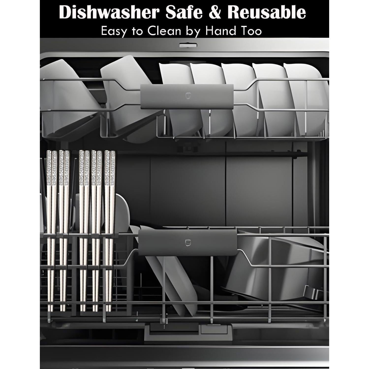 Palillos de Metal Reutilizables ITXIYC 5 Pares Antideslizantes