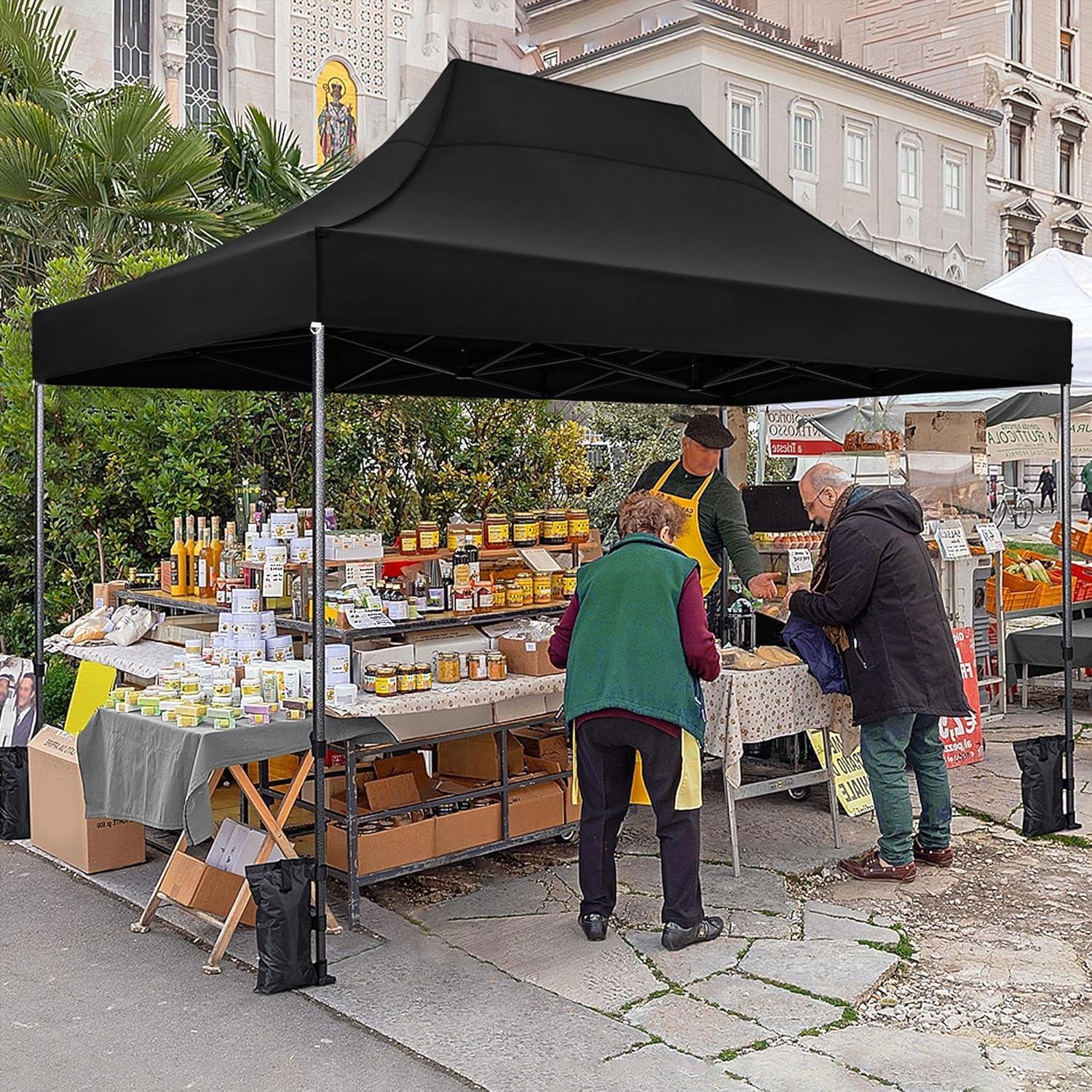 Carpa Plegable Yaheetech 4.57x3.05m Negra para 10-15 Personas