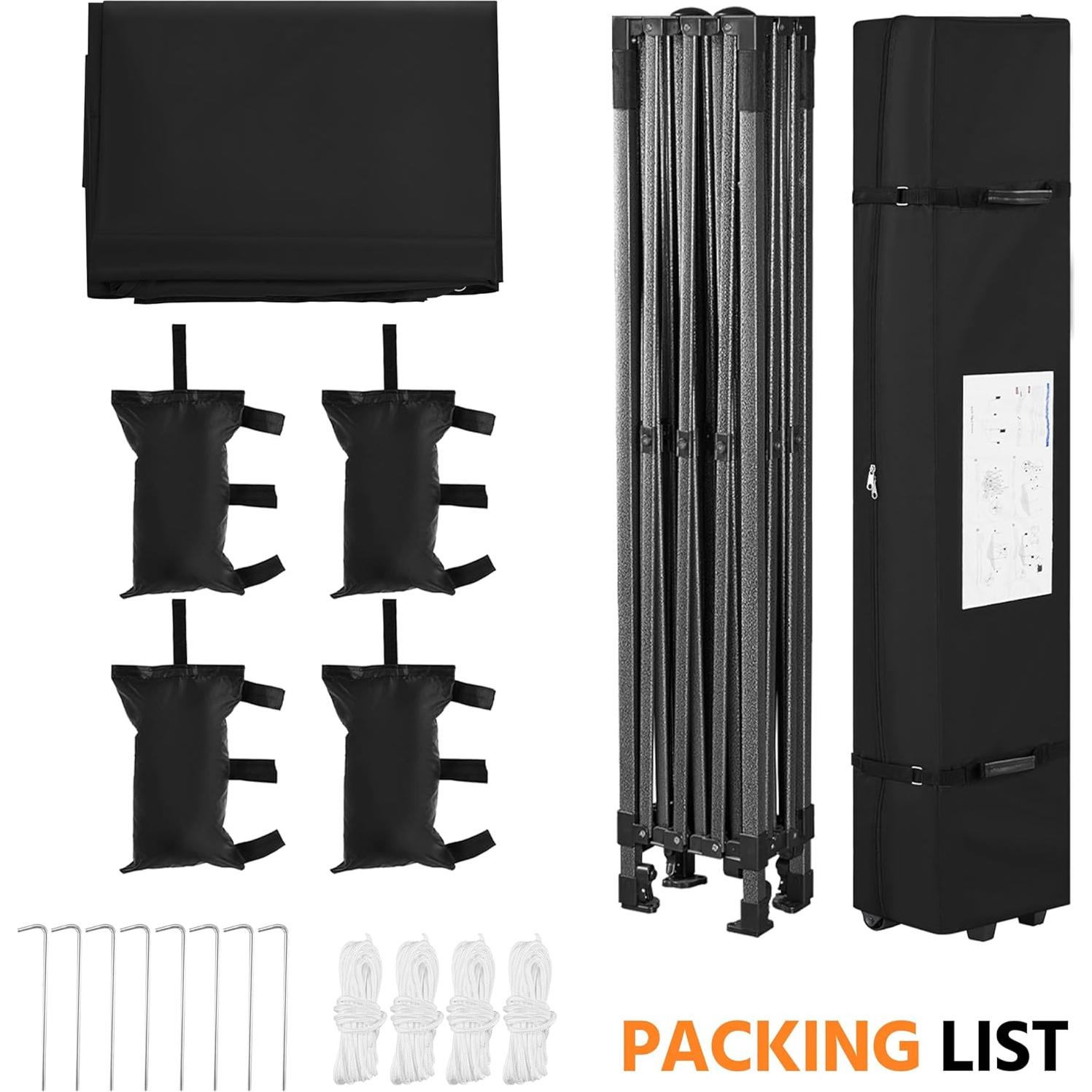 Carpa Plegable Yaheetech 4.57x3.05m Negra para 10-15 Personas