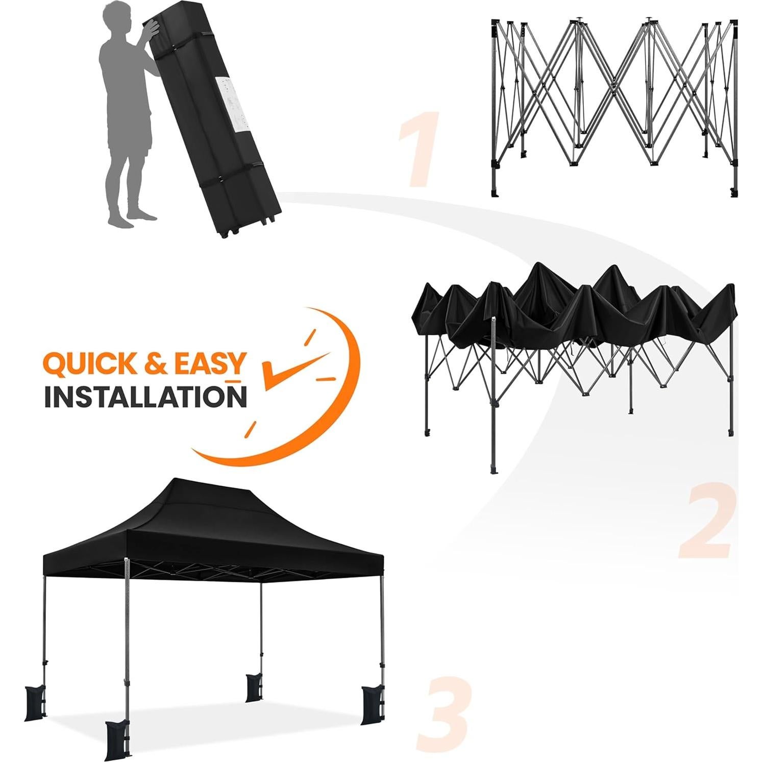 Carpa Plegable Yaheetech 4.57x3.05m Negra para 10-15 Personas