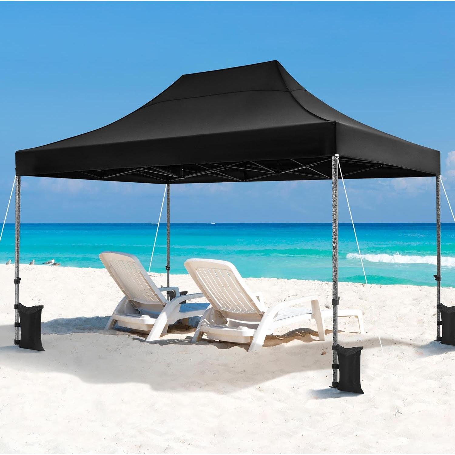 Carpa Plegable Yaheetech 4.57x3.05m Negra para 10-15 Personas