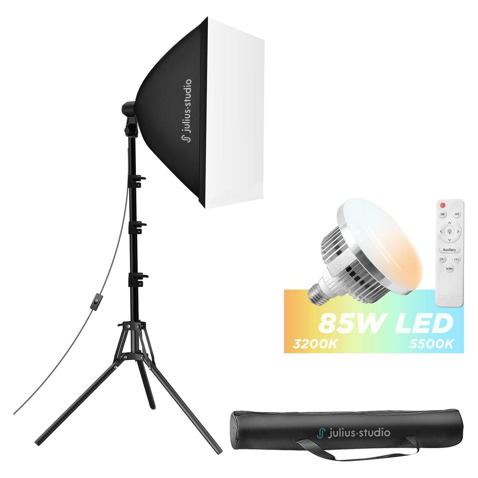 Kit de Iluminación LED Softbox Julius Studio 85W 50.8x71.1cm