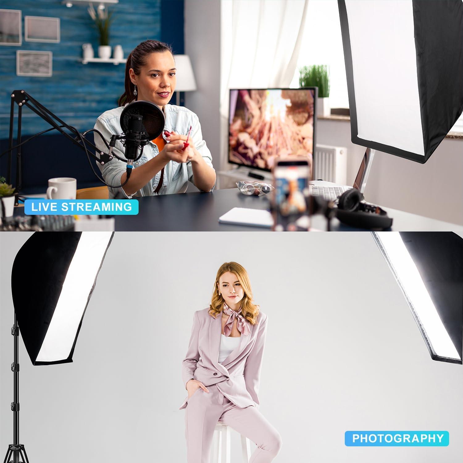 Kit de Iluminación LED Softbox Julius Studio 85W 50.8x71.1cm