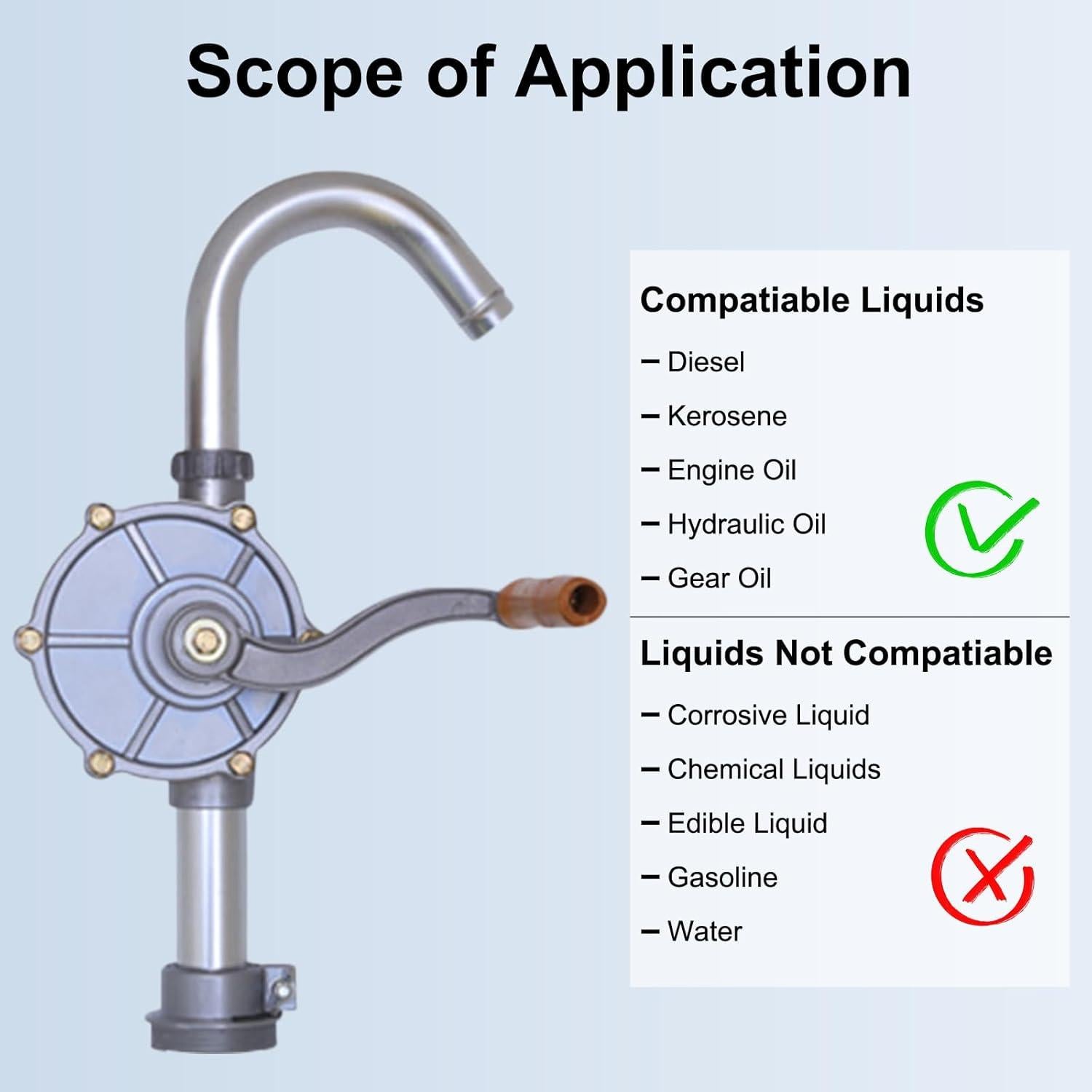 Bomba de Transferencia de Tambor Aluminio LYCARESUN 15-55 Gal