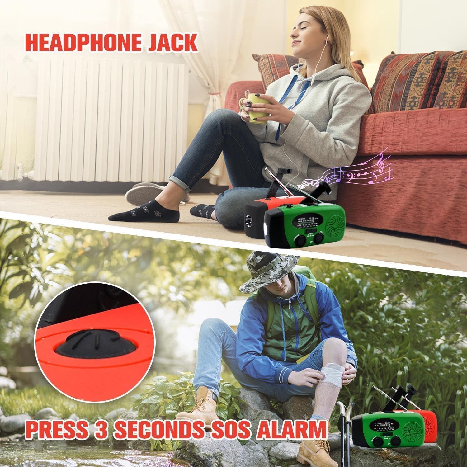 Radio de Emergencia iRonsnow 2000mAh Solar AM/FM NOAA Verde