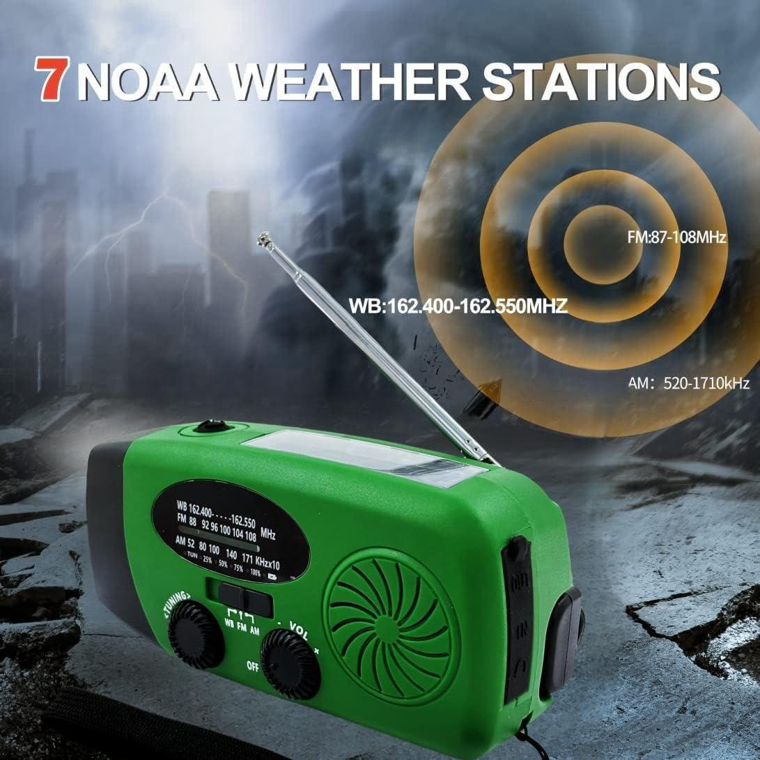 Radio de Emergencia iRonsnow 2000mAh Solar AM/FM NOAA Verde